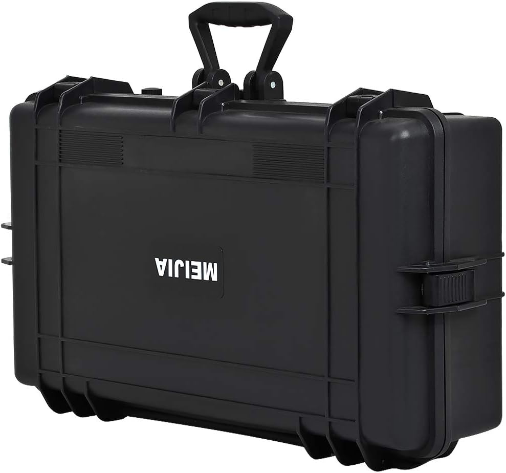 MEIJIA All Weather Waterproof Hard Camera Case,Hard Case with Customizable Fit Foam,Fit Use of Drones,Camera,Equipments,Pistols,Elegant Black (Black, 28.84"x16.92"X7.08")