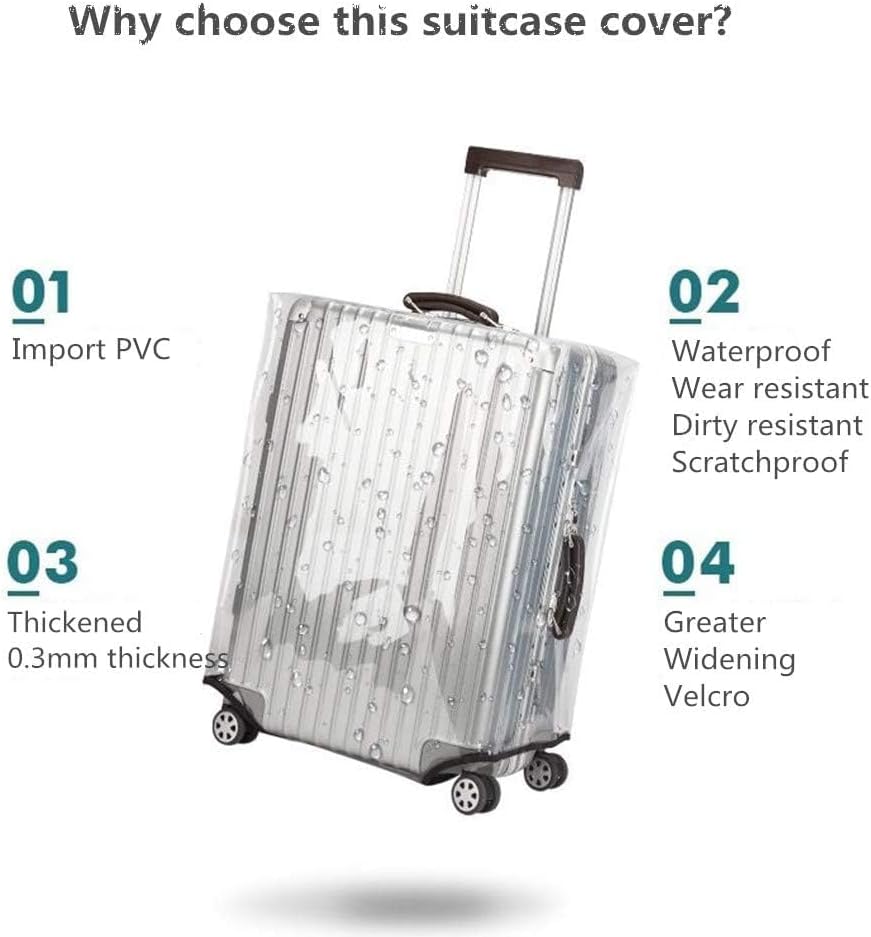 28 Inch Clear PVC Luggage Cover Protectors Suitcase Covers for Luggage Thickened suitcase protective cover for Wheeled Suitcase Suitable for 28"