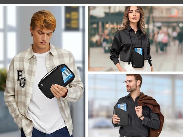 Travel Passport Wallets, Airtag Lightweight Family Passport Holder With RFID Blocking Passport Cover Case Waterproof Bag Document Organizer for Men and Women