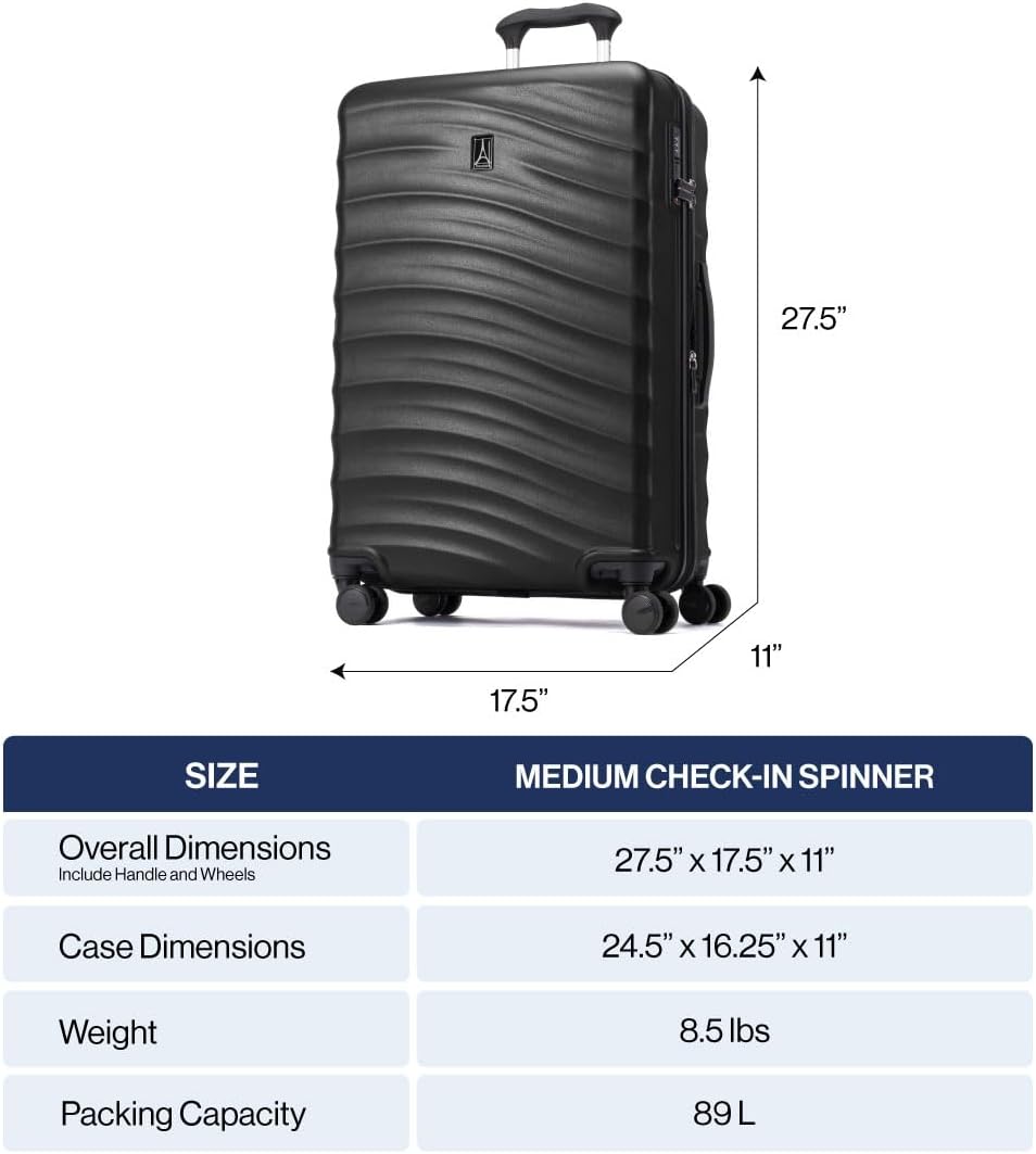 Travelpro Maxlite Air V2 Hardside Expandable Checked Luggage, 8 Spinner Wheels, Lightweight Hard Shell Suitcase, TSA lock, Shadow Grey, Checked Medium 25-Inch