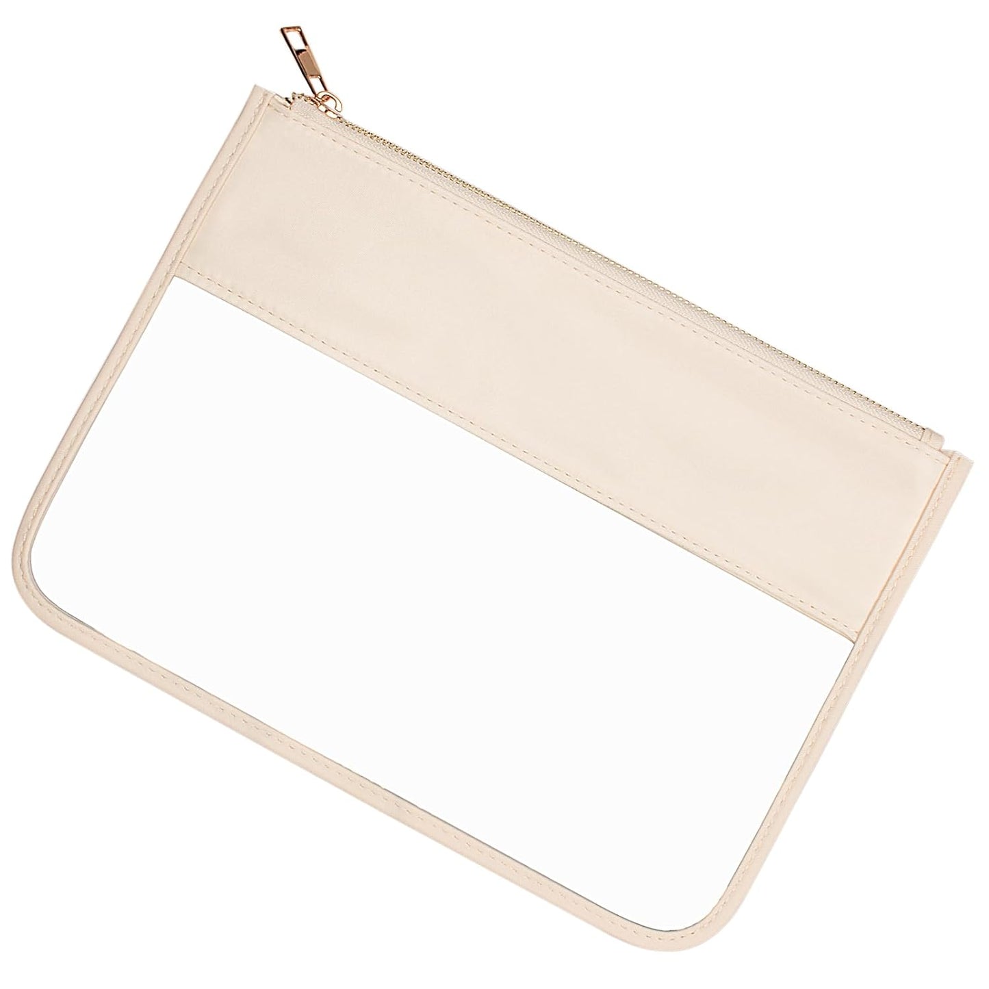 LETGO Clear Makeup Bag Pouch for Travel with Zipper,Clear Cosmetic Bag for Women Waterproof Snacks Bag Stadium Purse Toiletry Bag Bogg Bag Accessories (0-Beige)