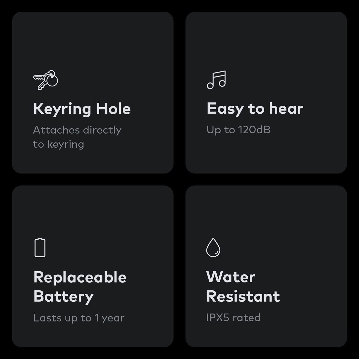 Chipolo ONE Spot - 4 Pack - Finder, Bluetooth Tracker - Works with The Apple Find My app (only for iOS) (Almost Black)