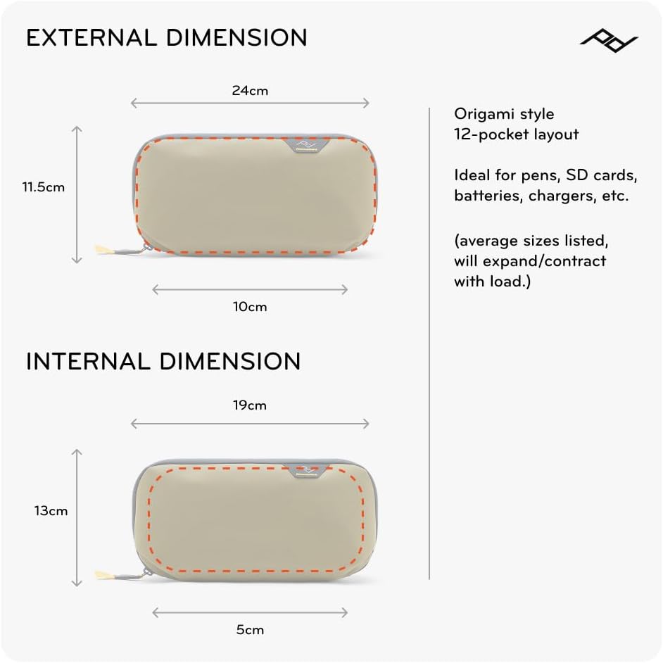 Peak Design Small Tech Pouch, Kelp, Electronics Organizer for Travel or Everyday Carry, Origami-Style Storage, Cable Pass-Through, Weatherproof Recycled Nylon, Gear Carry Bag for Men and Women