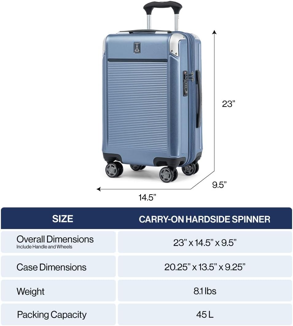 Travelpro Platinum Elite Hardside Expandable Carry on Luggage, 8 Wheel Spinner, TSA Lock, Hard Shell Polycarbonate Suitcase, Metallic Sand, Carry on 21-Inch