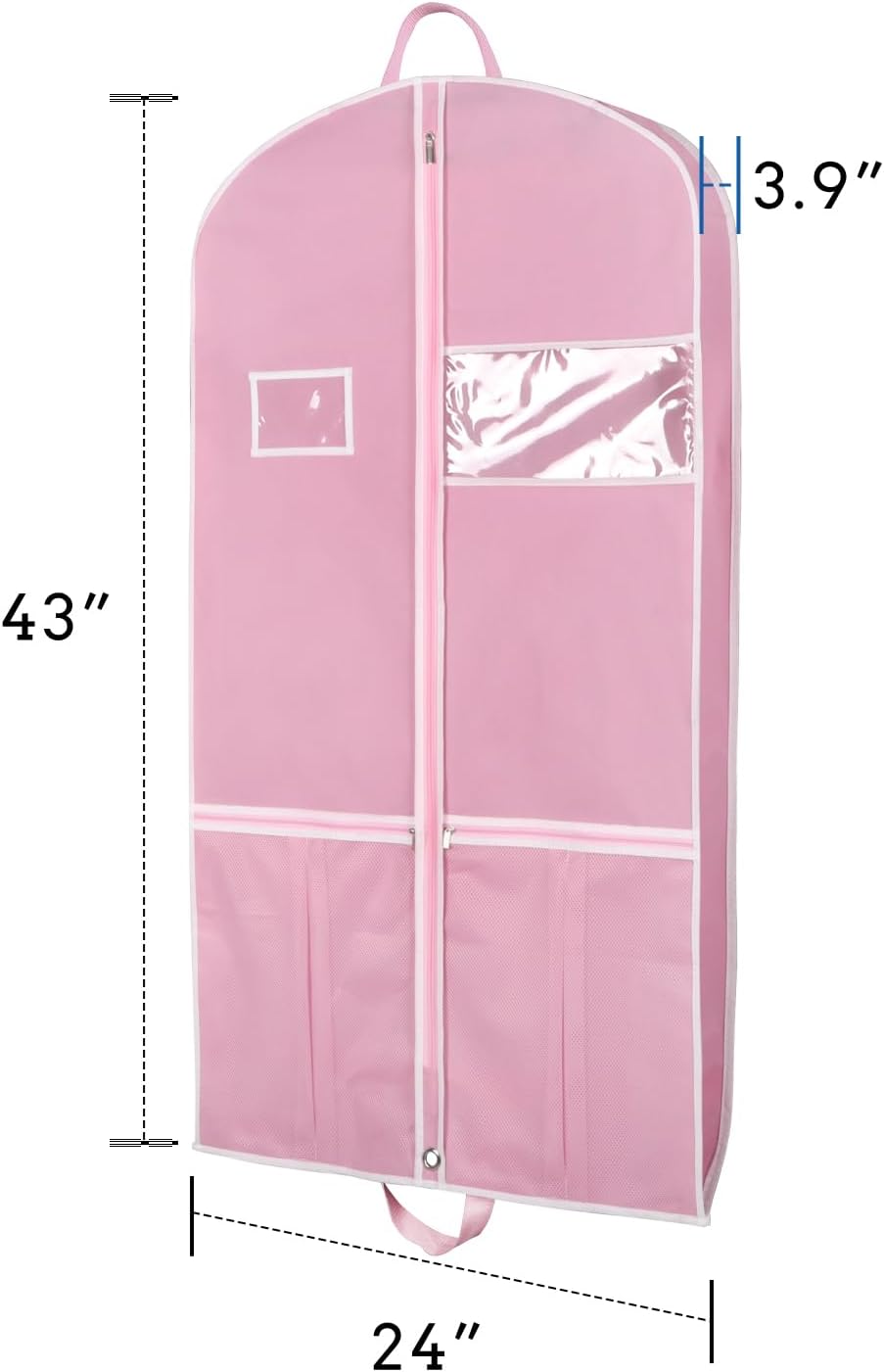 Zilink 43" Garment Bags for Travel for Women Carry on Suit Bags for Travel and Storage Gusseted Hanging Garment Bags with Handles for Coats, Jackets, Shirts,Dresses, Pink