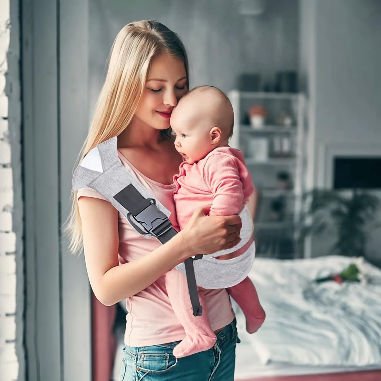 Easy to Wear Baby Sling Carrier - Compact Toddler Carrier with Adjustable Strap, Soft Padding, Non-Slip Hip Seat for Infants and Toddlers (7-44 LBS, 6-48 Months)