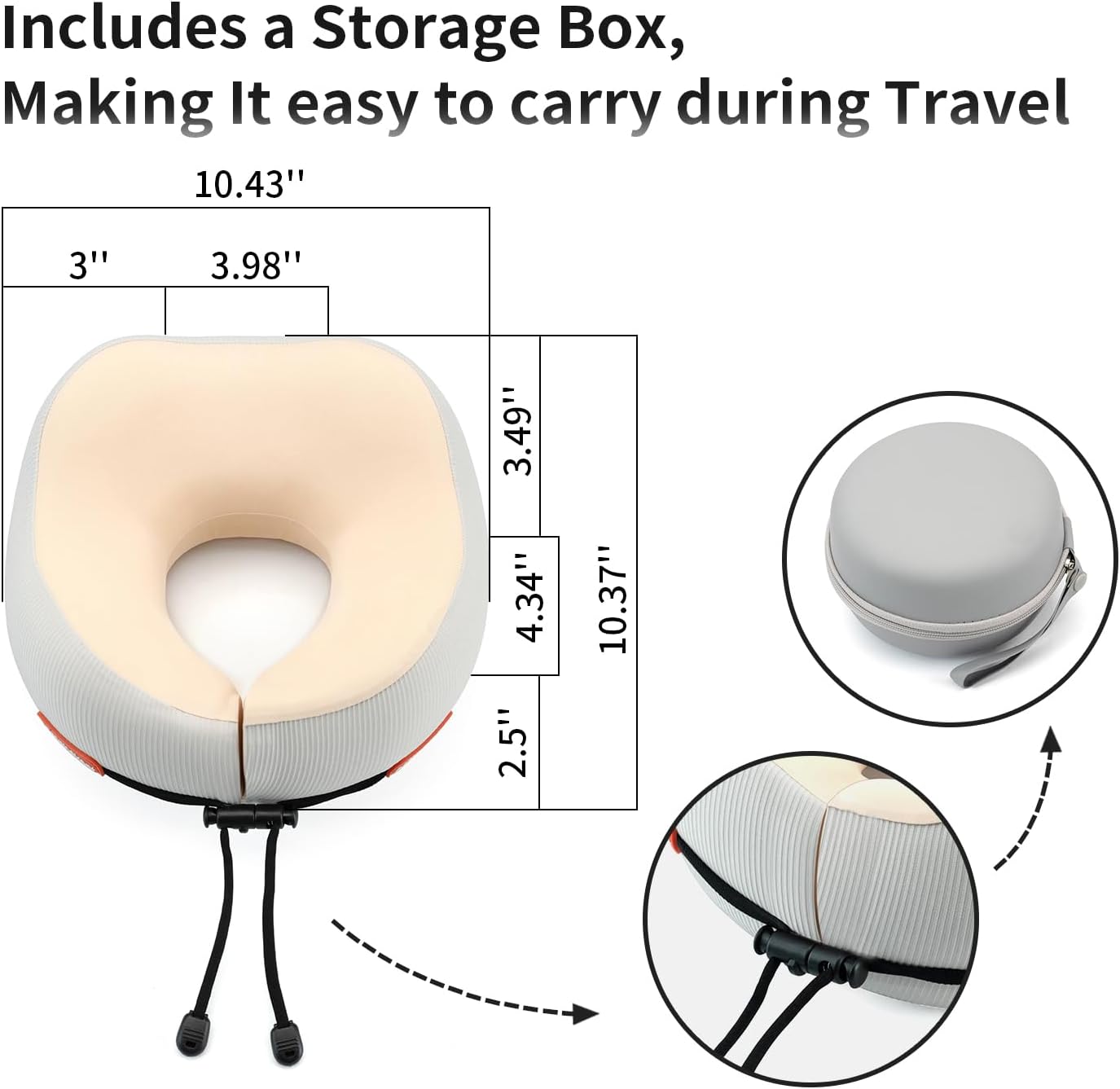 Thickened Travel Neck Pillow for Airplanes for Women, Adjustable Right Amount of Height 360° Support Memory Foam Neck Pillow, Portable Plane Pillow for Sleeping