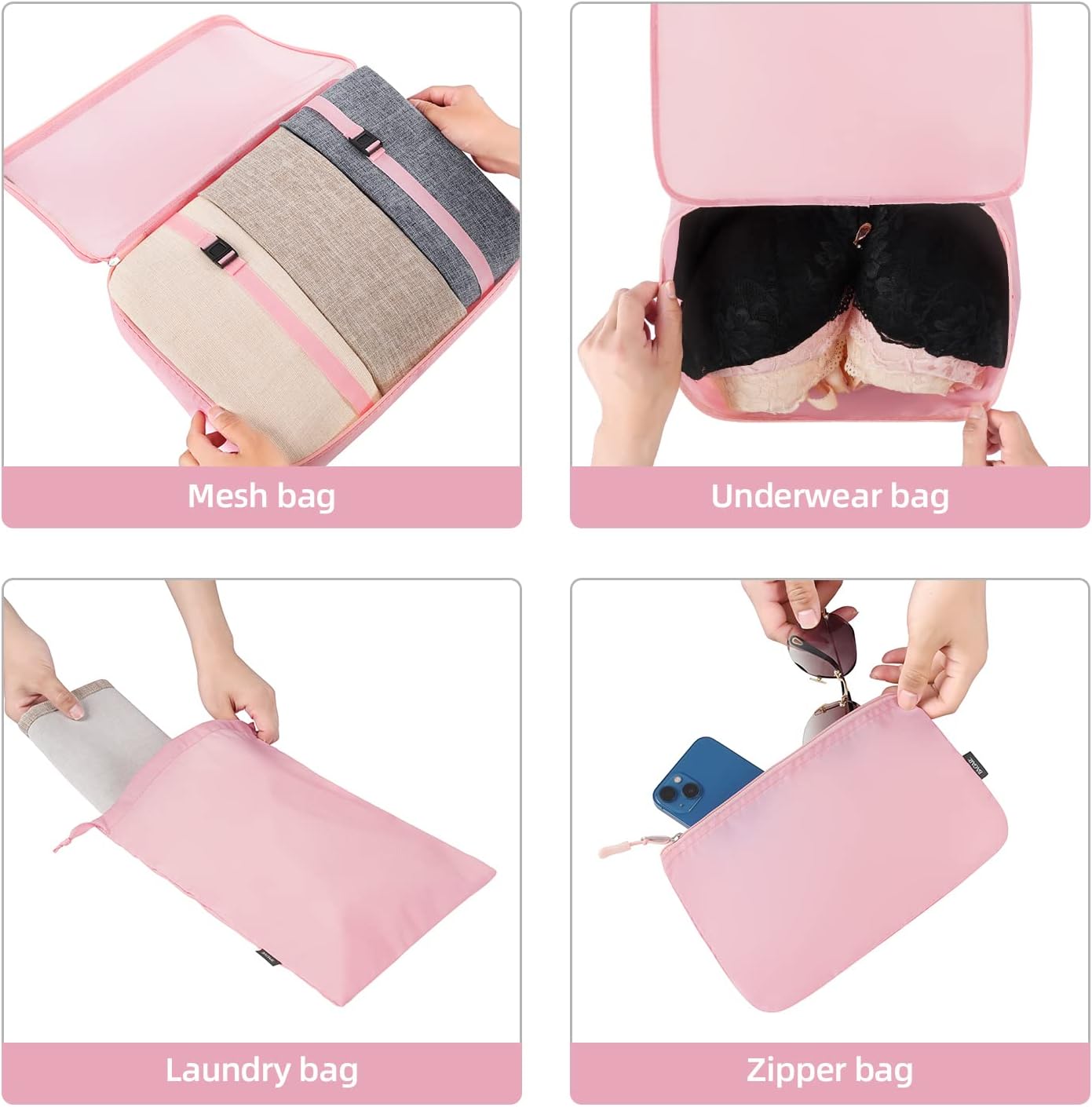 BAGAIL 6 Set/8 Set/10 Set Packing Cubes Various Sizes Packing Organizer for Travel Accessories Luggage Carry On Suitcase