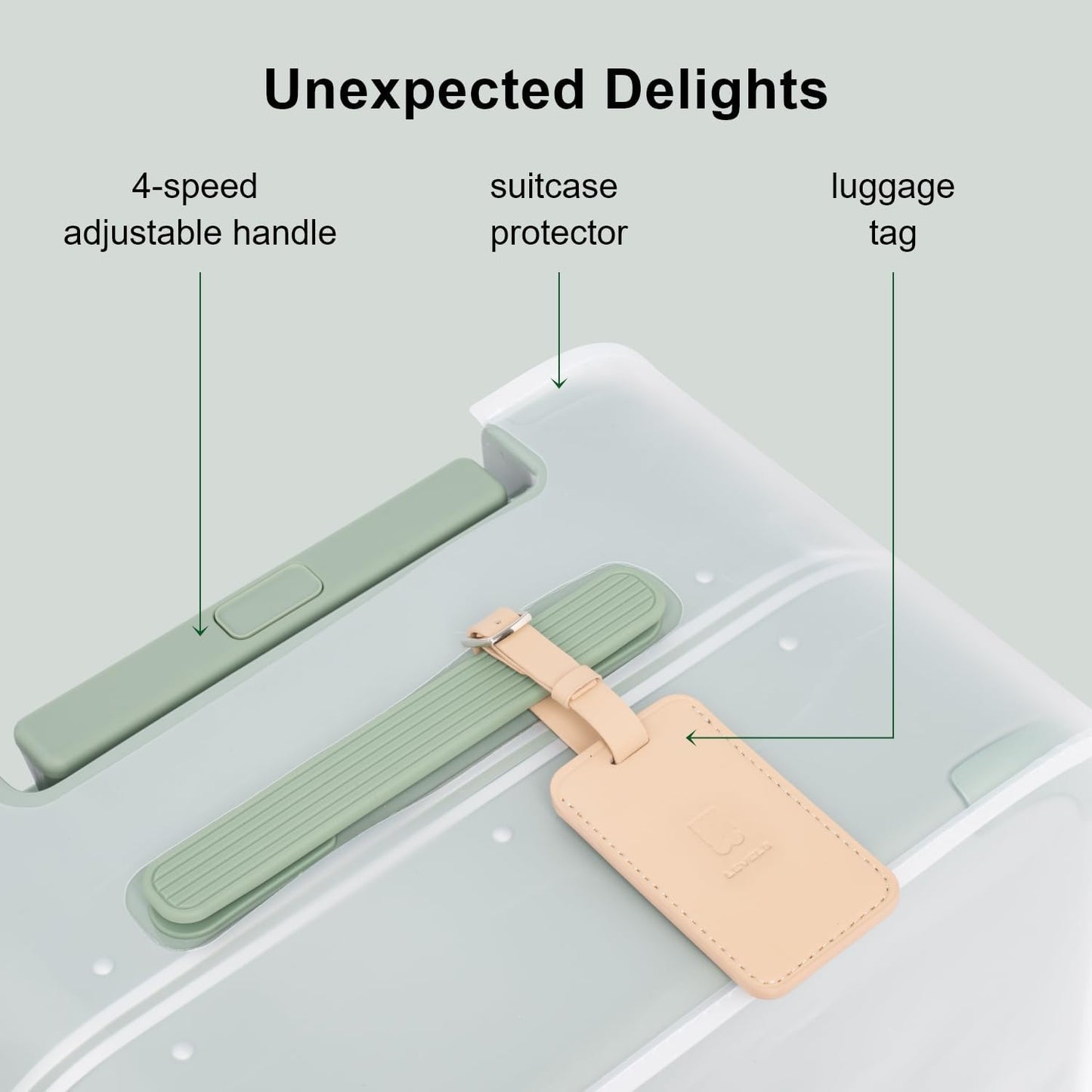 LEVEL8 Zipperless Carry On Luggage Airline Approved with Aluminum Frame, Cute Hardside Suitcase with Spinner Wheels, Metal Rolling Travel Case with Tsa Locks, 20 Inch, Light Green