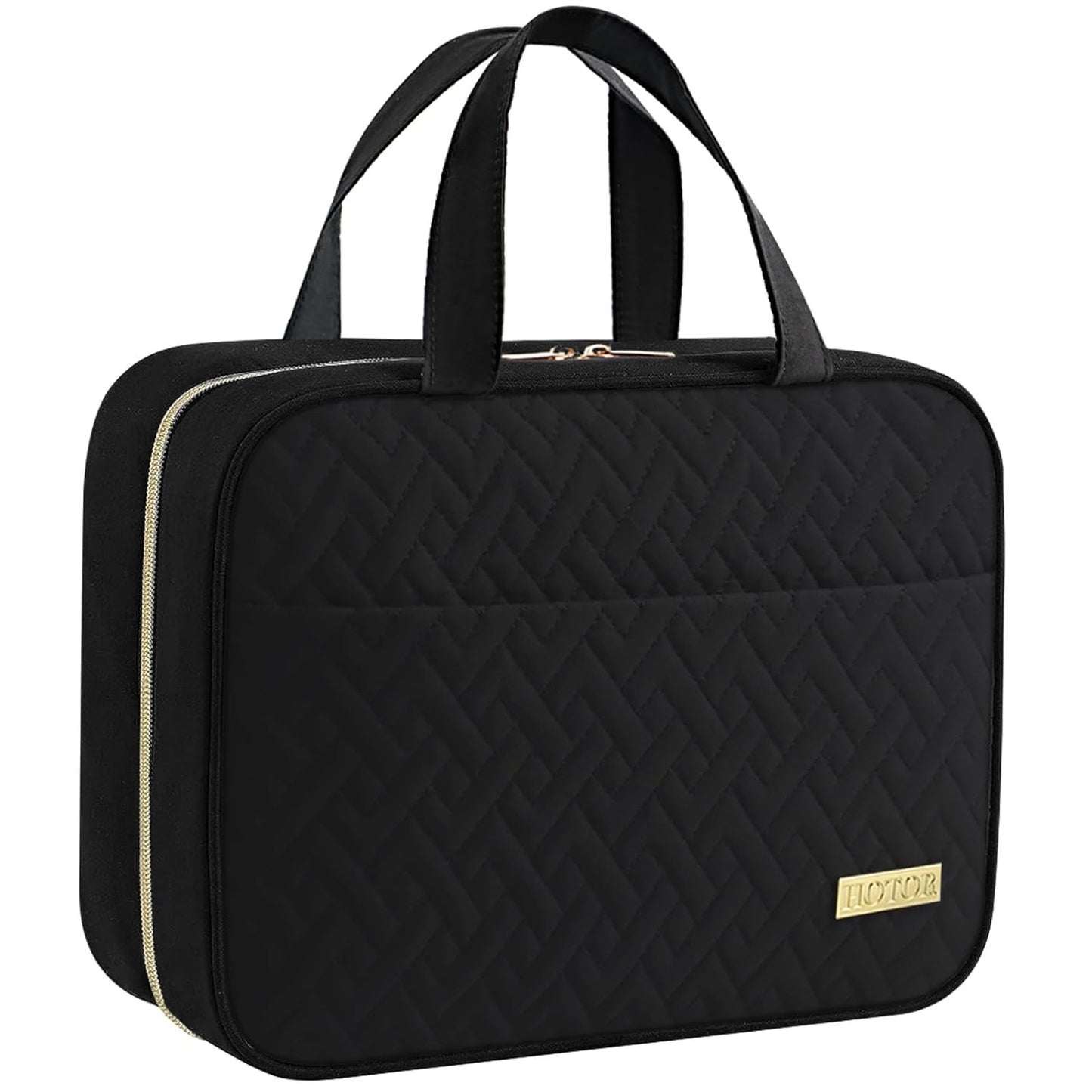 HOTOR Travel Toiletry Bag w/Hanging Hook - Spacious Toiletry Bag Essentials for Women & Men, Makeup Bag/Big Comparment, Waterproof for Travel Accessories, Large, Black