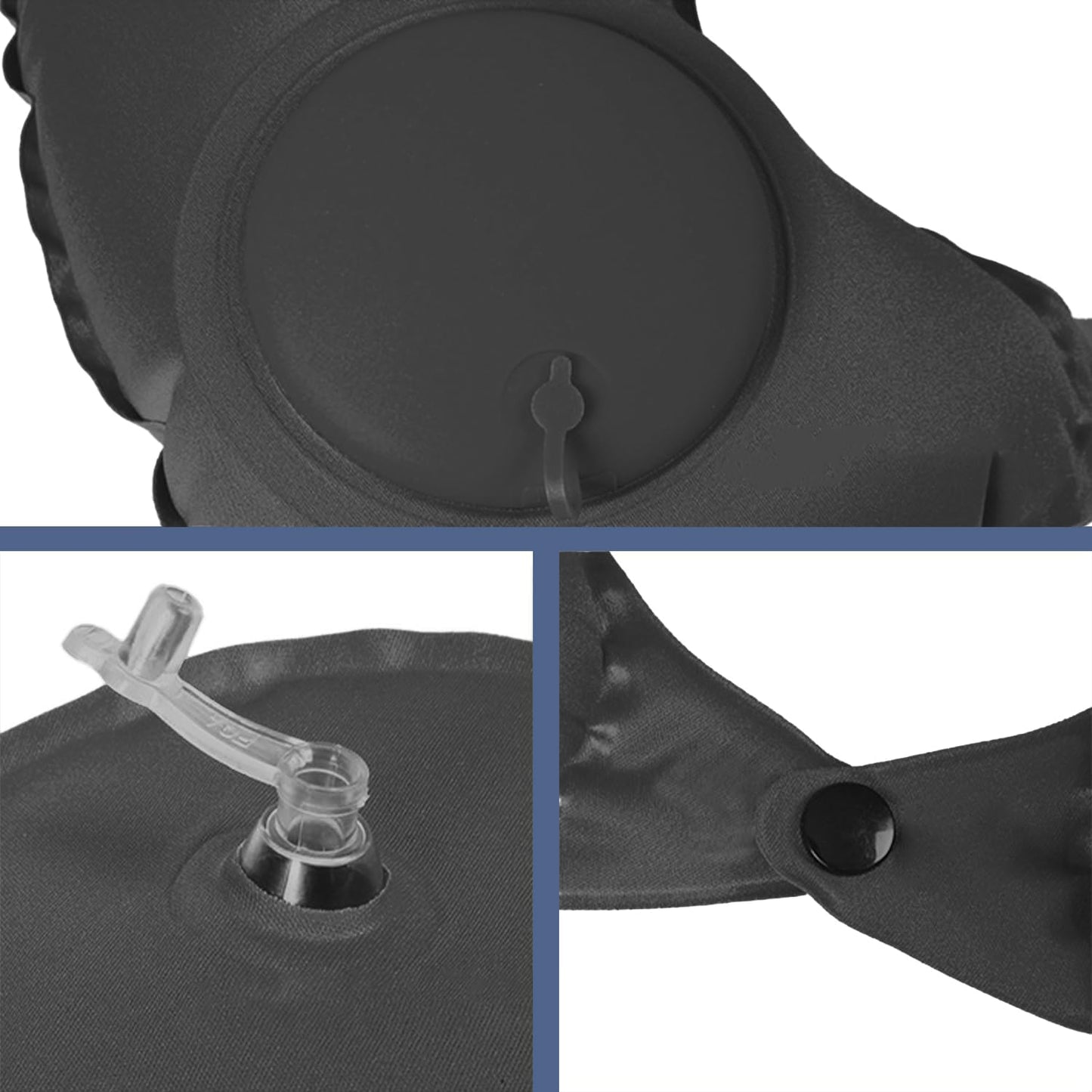 Inflatable Travel Pillow for Sleeping Airplane - Inflatable Neck Pillow for Traveling on Plane, Press to Inflate,Portable Travel Neck Pillow with Carry Bag (Black)