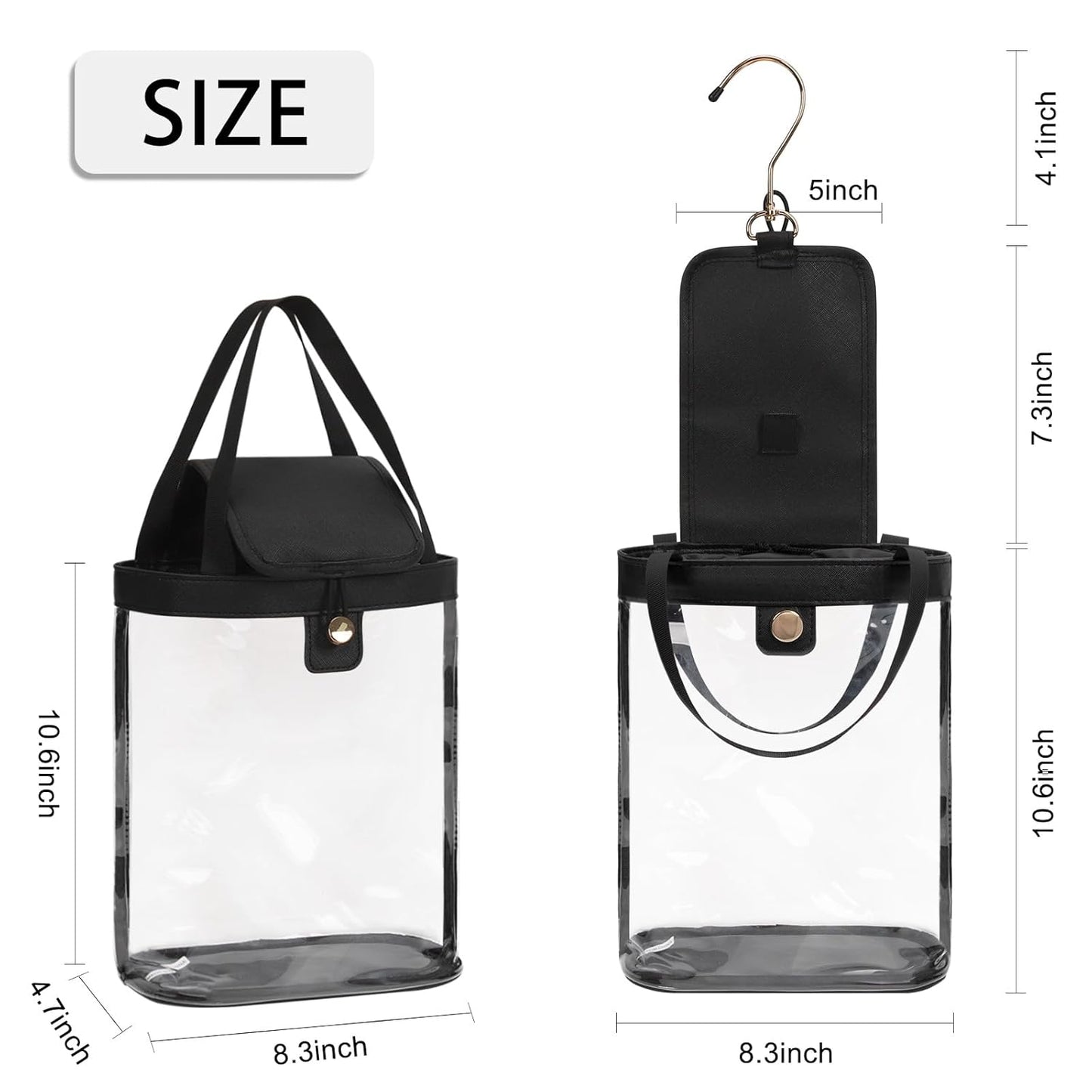 Travel Toiletry Bag, Hanging Clear Toiletry Bag for Women Men, Waterproof Travel Bag for Toiletries, Clear Makeup Bag Portable Shower Bag With Hanging Hook for Bathroom, Gym, Camping