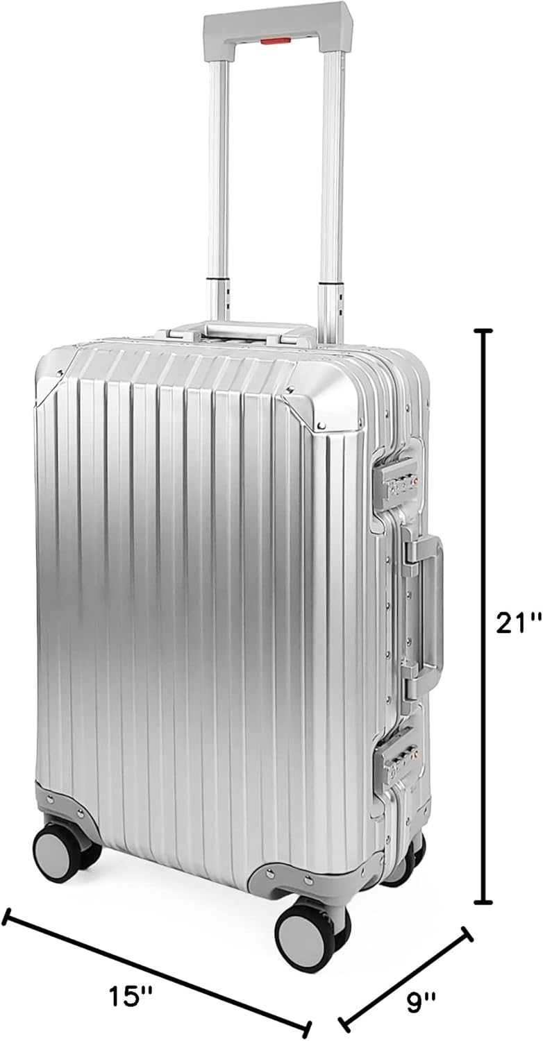 X2 All Aluminum Luggage Suitcase 3 Sizes (20",26",29") TSA Lock Carry On Silver (20" Carry On)
