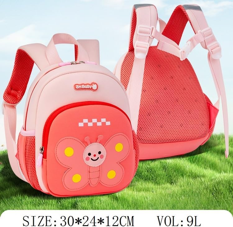 Padgene Toddler Harness Backpacks Safety Leash Kids Anti Lost Kindergarten Preschool Backpack Neoprene Lightweight Animal Schoolbag 3D Cartoon Butterfly Mini Travel Bag for Boys Girls Ages 3-5