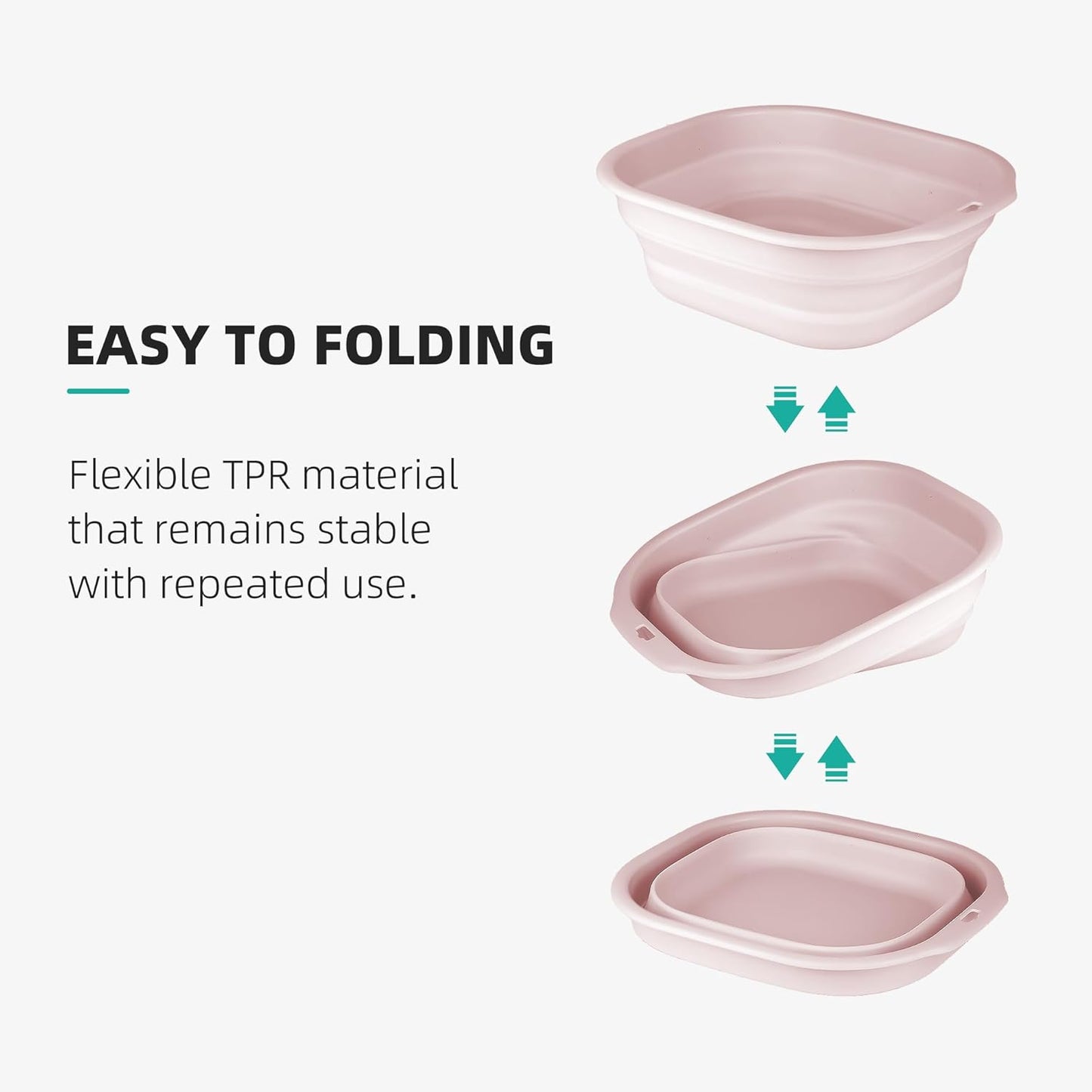 2 Pack Collapsible Wash Basin Set, Foldable Dish Tub, Small Medium Portable Sink for Kitchen, Camping, RV, Baby Bottles, Laundry, Plastic Washbasin -Pink