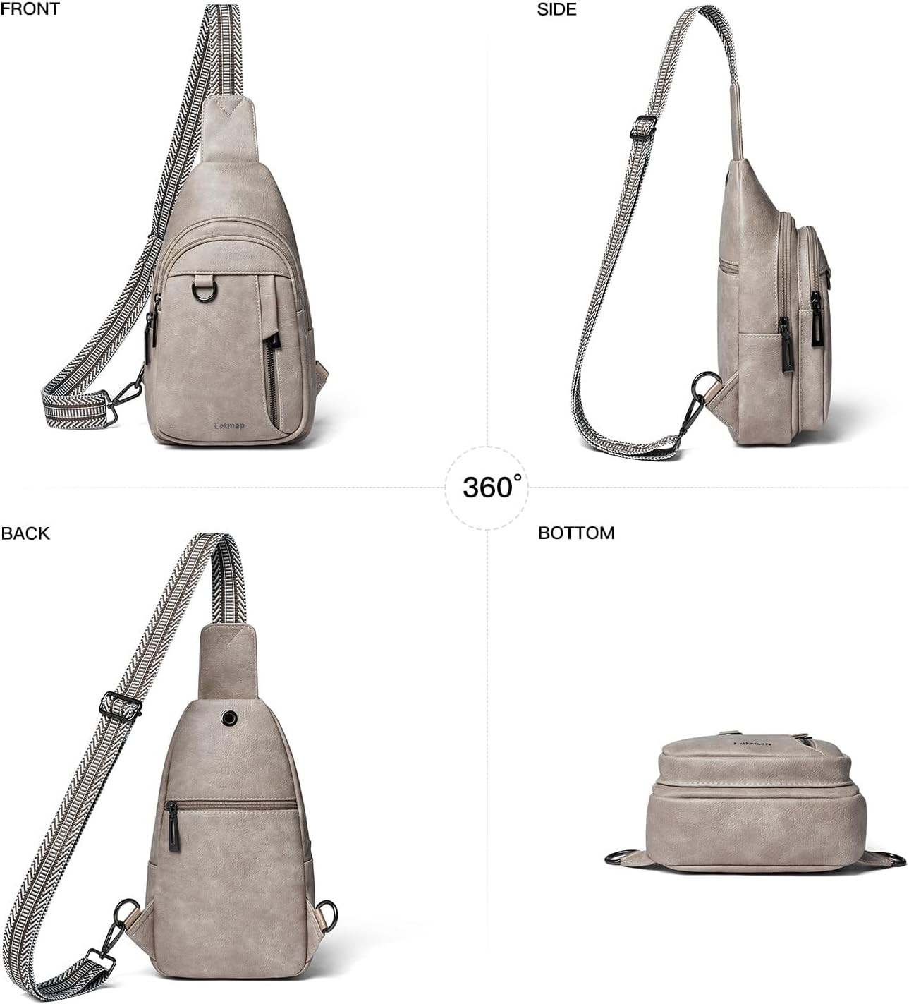 7L Sling Bag for Women Men Leather Small Sling Backpack Daypack Anti Theft Fanny Pack Crossbody Purse Travel