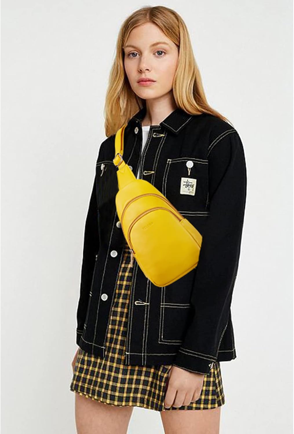 Telena Small Sling Bag for Women Leather Crossbody Fanny Packs Chest Bag for Women