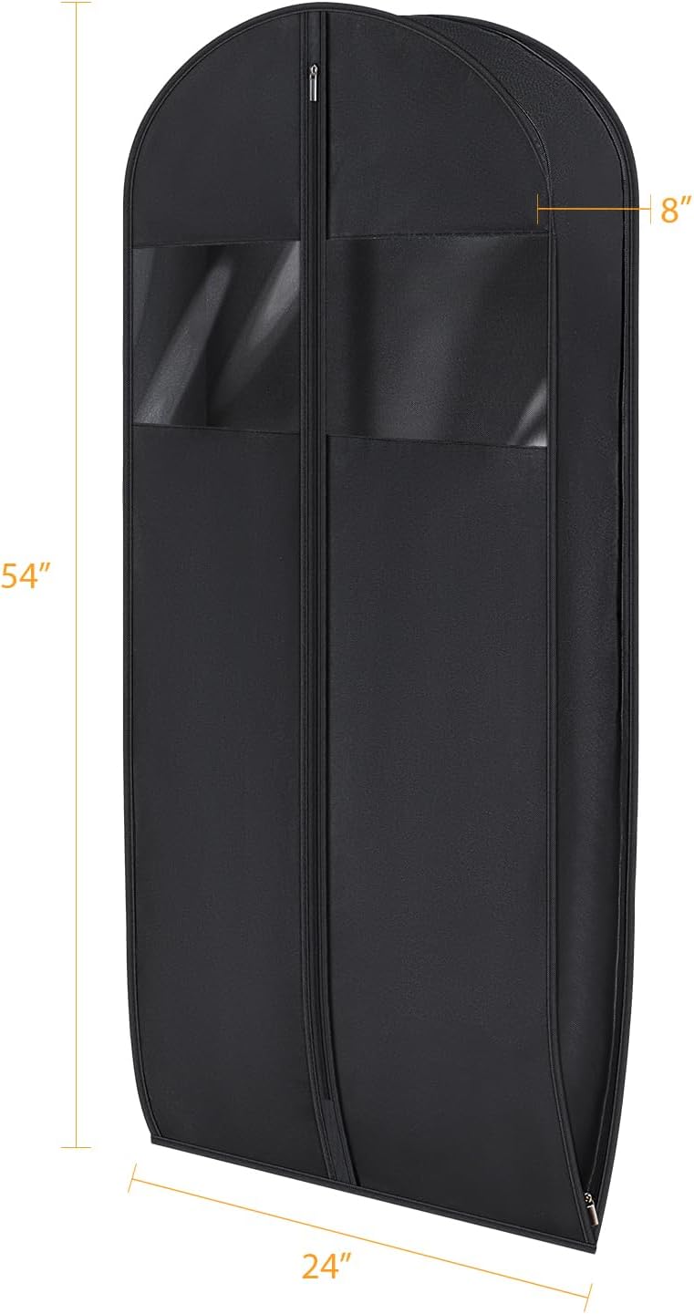 Syeeiex 54'' Space Saving Hanging Garment Bag with Self Compression Zipper(2PCS) - Save 50% Space, Garment Bags for Hanging Clothes with 8'' Gussets, Can Hold 6 Down Coats, 8 Winter Coats or 20 Shirts