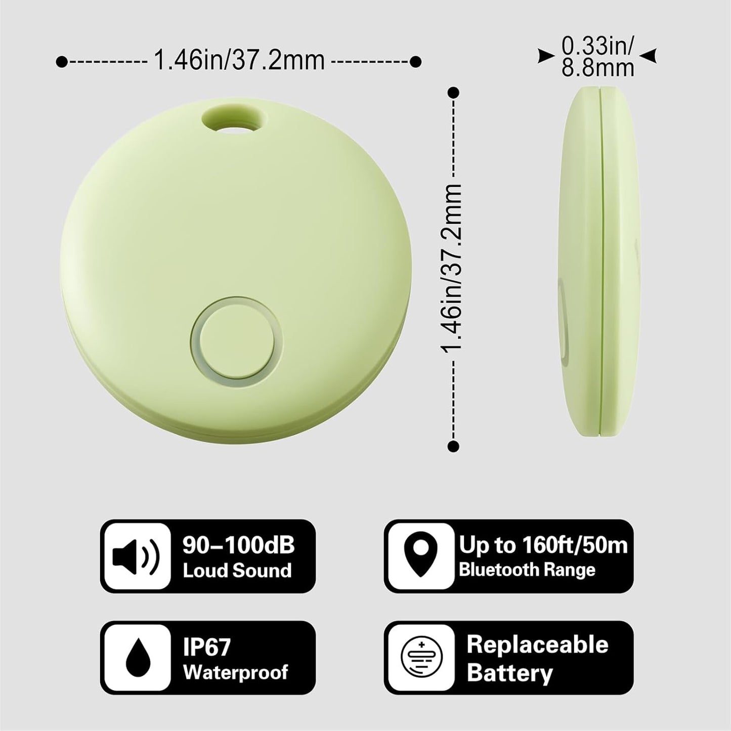 Reyke Smart Tag, Air Tracker Luggage Tracker, Works with Apple Find My (iOS Only), Item Locator for Key, Luggage, Backpack, Wallet, IP67 Waterproof, Green