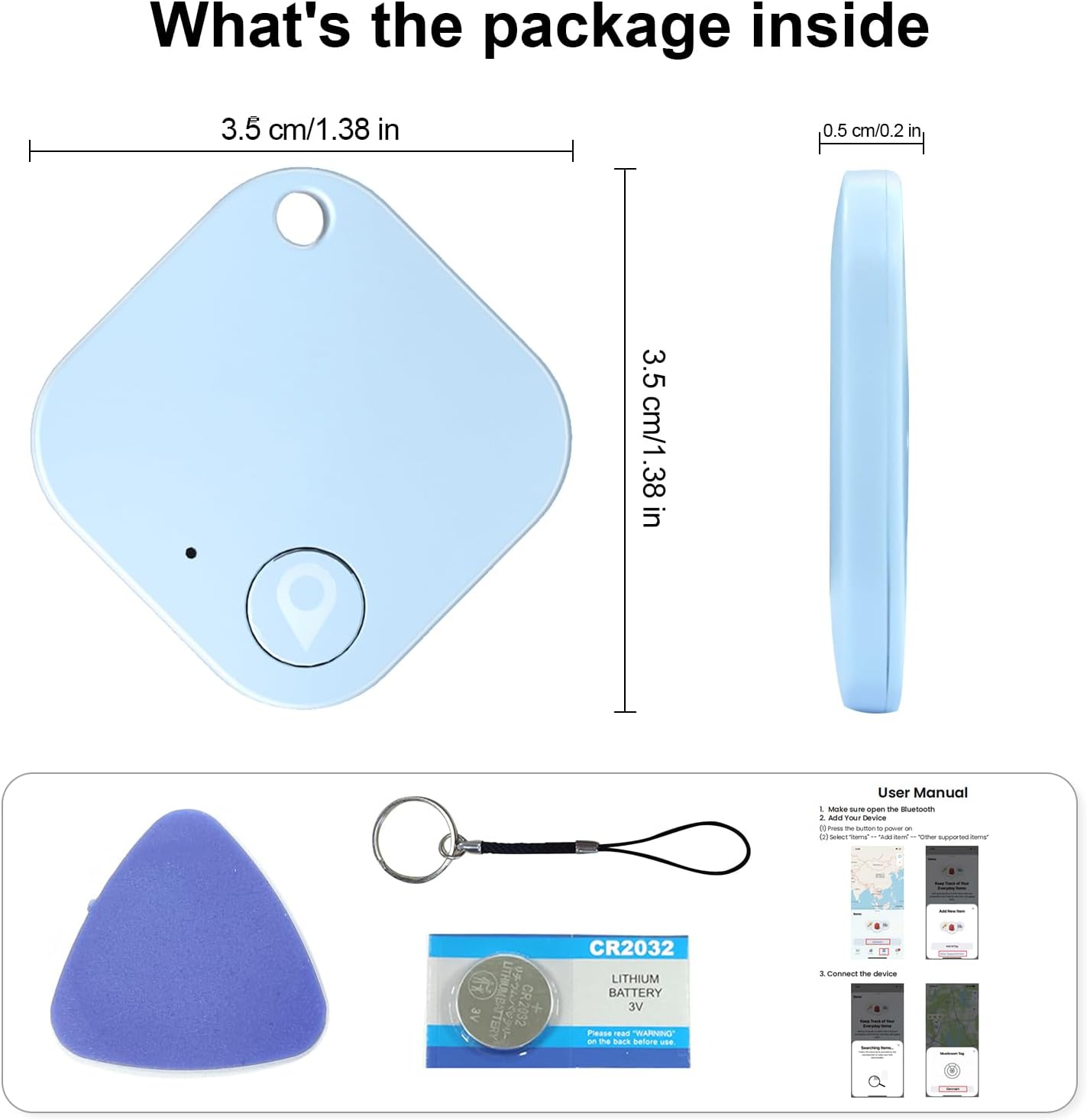 Bluetooth Tracker Tag 4 Pack, Work with Apple Find My (iOS Only, Not for Android), Item Finder for Keys, Backpack, Suitcase, Wallet, Luggage