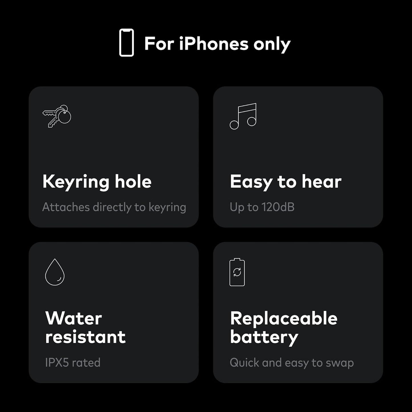 Chipolo ONE Spot - Key Finder, Bluetooth Tracker for Keys, Bag - Works with The Apple Find My app (only for iOS) (Almost Black)
