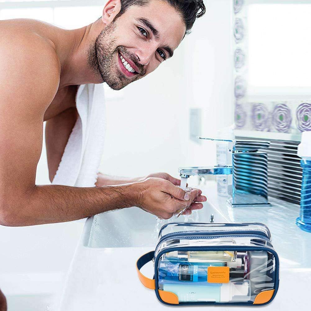 Lermende Toiletry Bag, Clear Shaving Dopp Kit for Men Travel Toiletry Bag with Hand Strap Unisex Bathroom Toiletries Organiser
