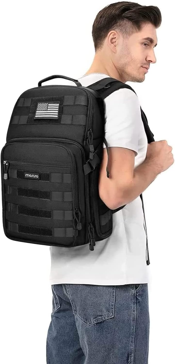 MOSISO Camera Backpack, DSLR/SLR/Mirrorless Tactical Camera Bag Case with Laptop Compartment Compatible with Canon/Nikon/Sony, Black