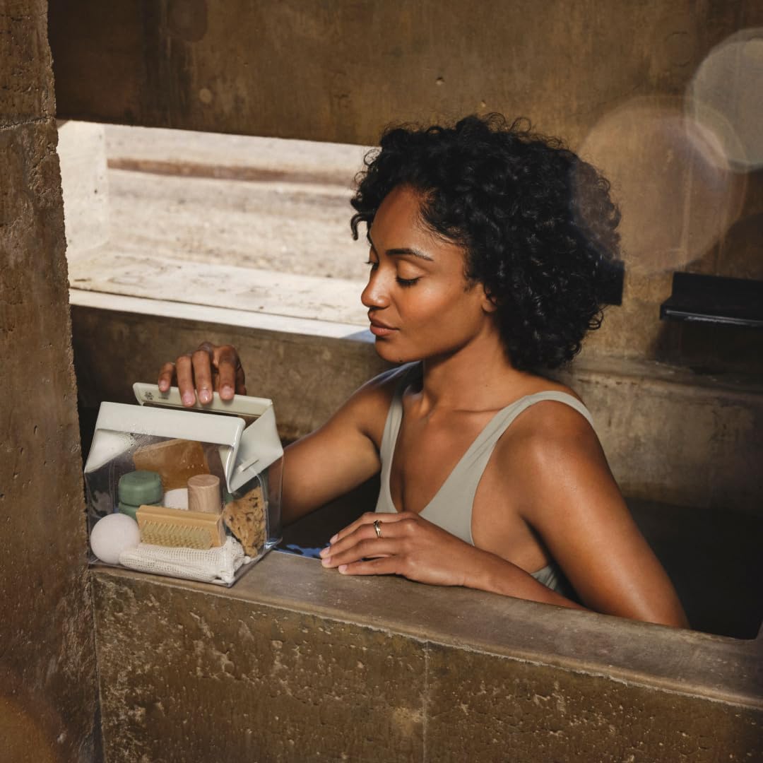 Cadence Parcel - Clear Kit with Magnetic Closure - Durable and Leak-Resistant Travel Toiletry Kit - Modular Design - Hygiene Bag for Travel Essentials - 2 Qt - Pebble