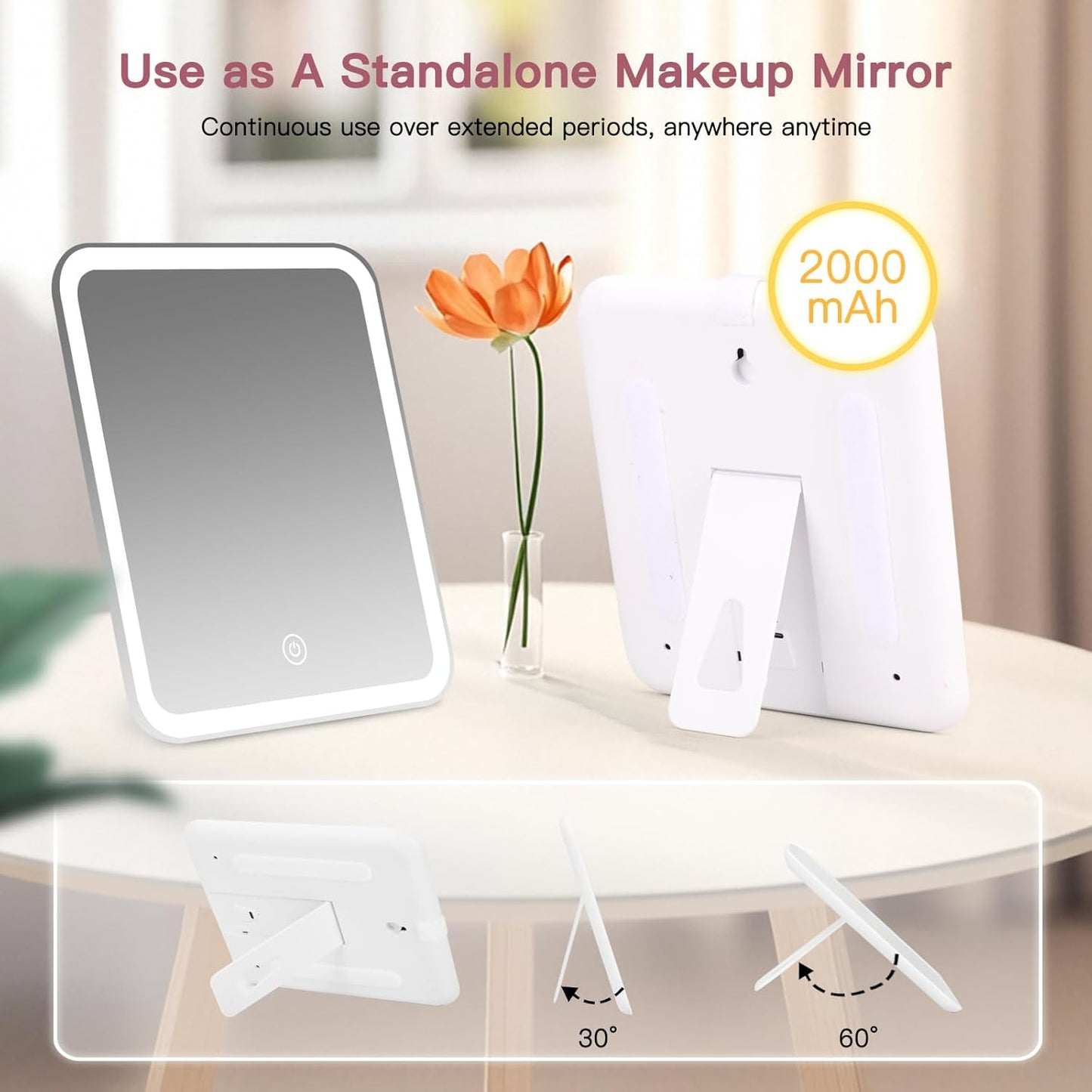 Travel Makeup Bag with LED Mirror, Cosmetic Bags for Women with Light up Mirror, Travel Essentials Makeup Organizer, Makeup Case with Adjustable Dividers and Brush Holder, 3 Color Lights