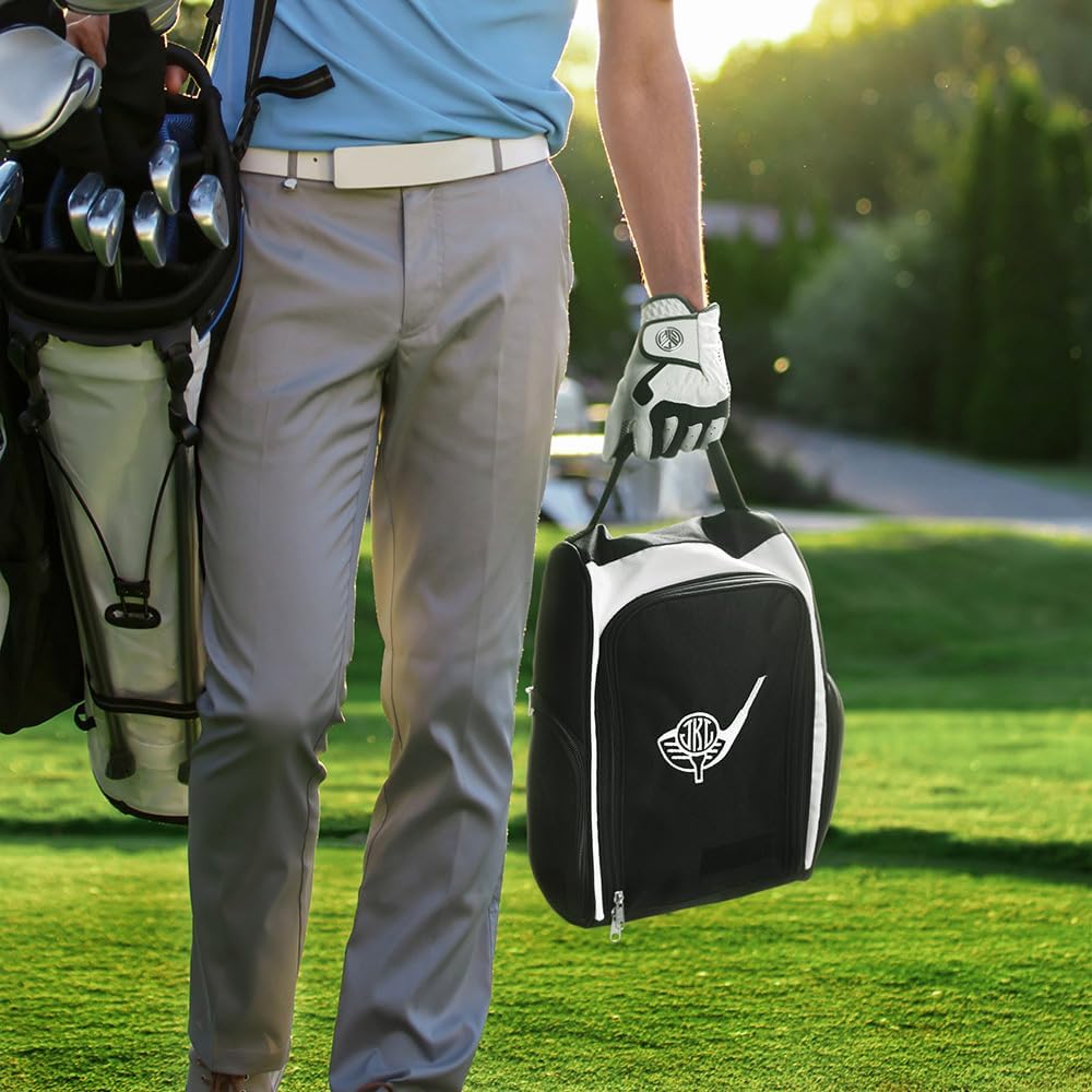 Embroidered Golf Shoe Bag Men Women Handle Strap Personalized Name Golf Shoes Carry Bag With Side Storage Pack Customized Birthday Gifts For Father Son Mother