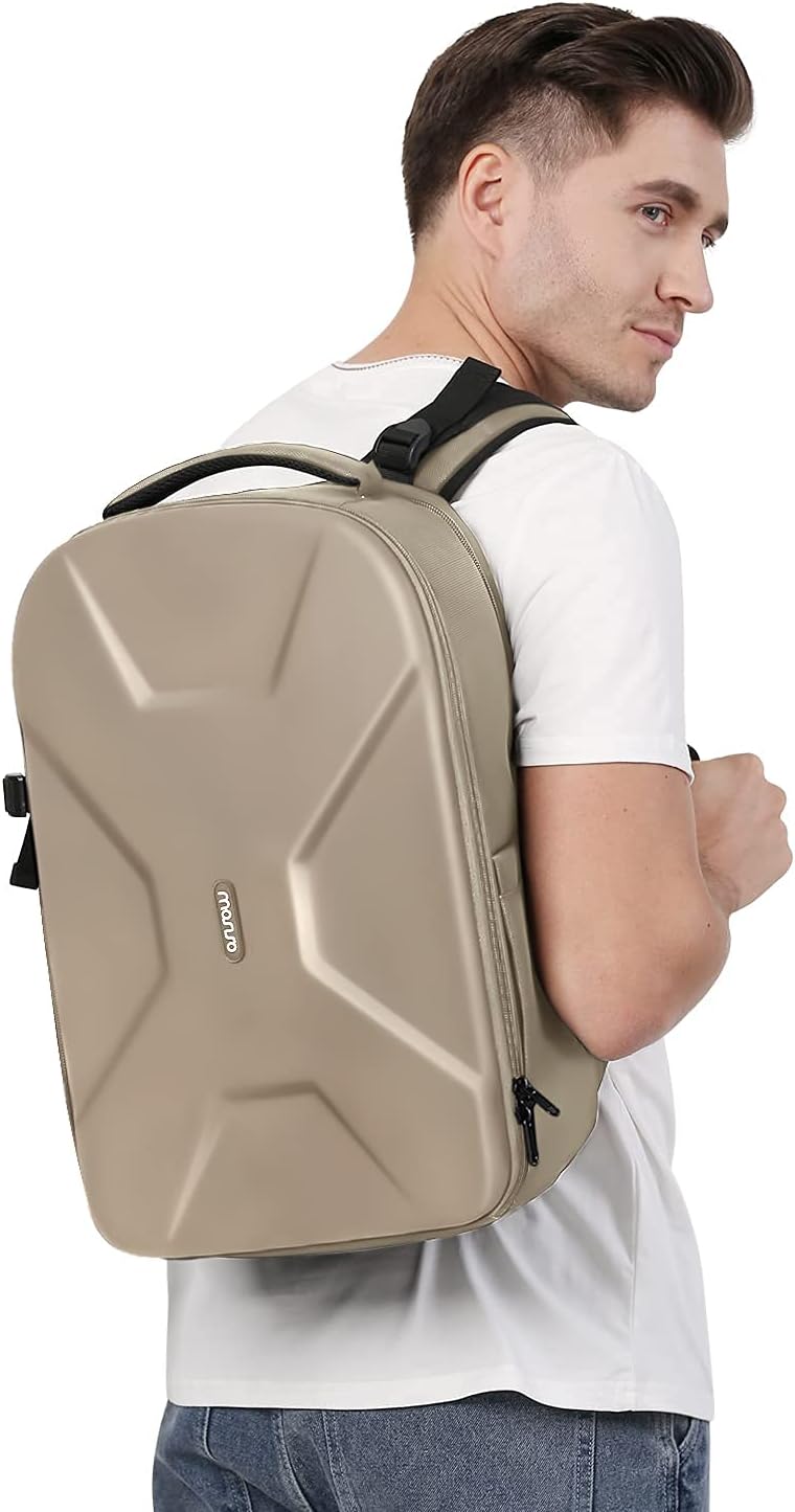 MOSISO Camera Backpack, DSLR/SLR/Mirrorless Photography Camera Bag 15-16 inch Waterproof Hardshell Case with Tripod Holder&Laptop Compartment Compatible with Canon/Nikon/Sony, Camel