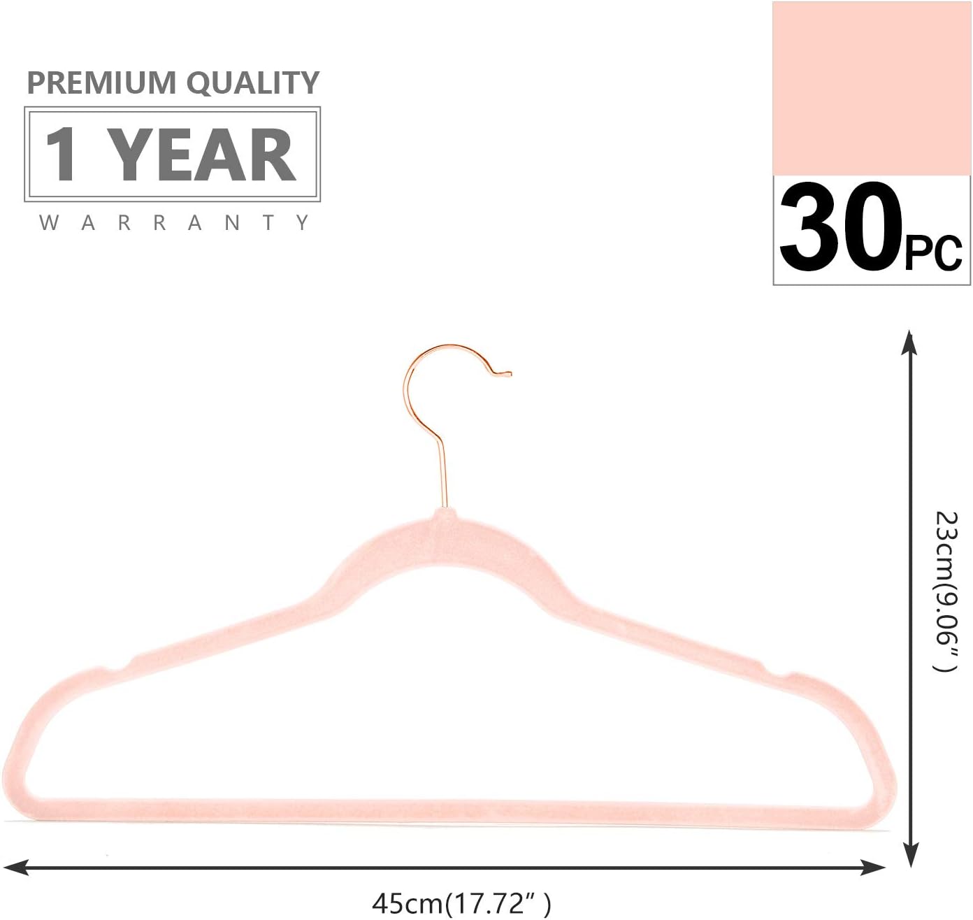 MIZGI Premium Velvet Hangers (30 Pack) Heavy Duty - Non Slip Felt Hanger - Blush Pink - Rose Gold 360 Degree Swivel Hooks,Space Saving Clothes Hanger,Durable Strong for Suits,Coats,Dress