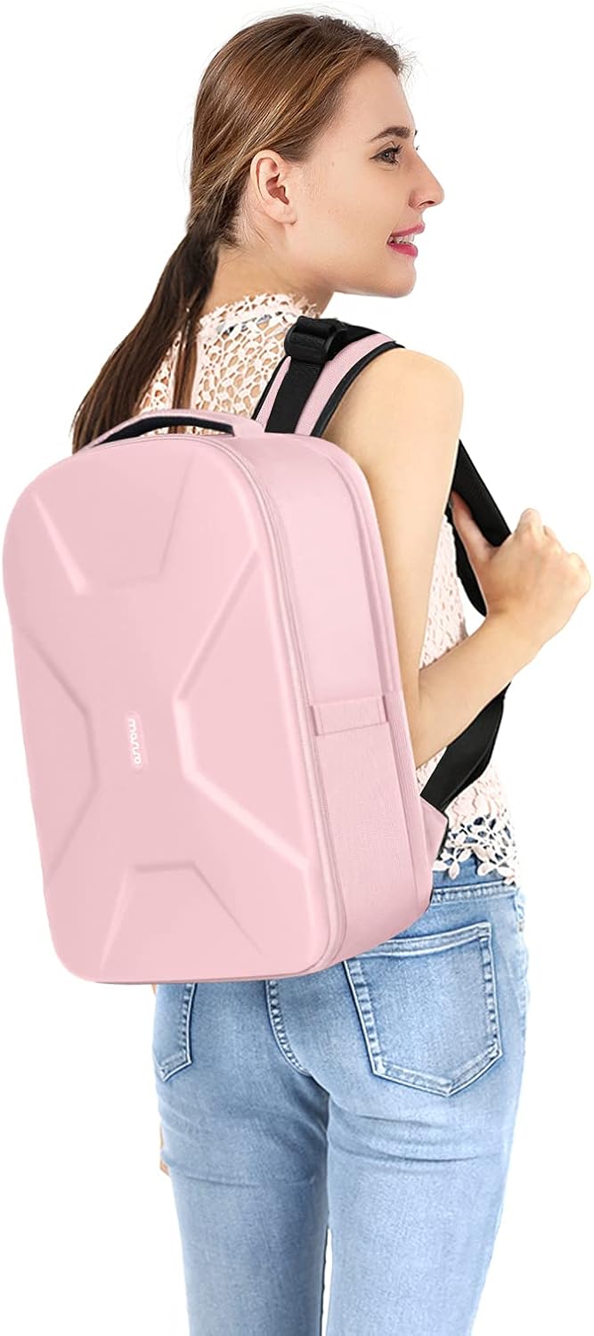 MOSISO Camera Backpack, DSLR/SLR/Mirrorless Photography Camera Bag 15-16 inch Waterproof Hardshell Case with Tripod Holder&Laptop Compartment Compatible with Canon/Nikon/Sony, Pink