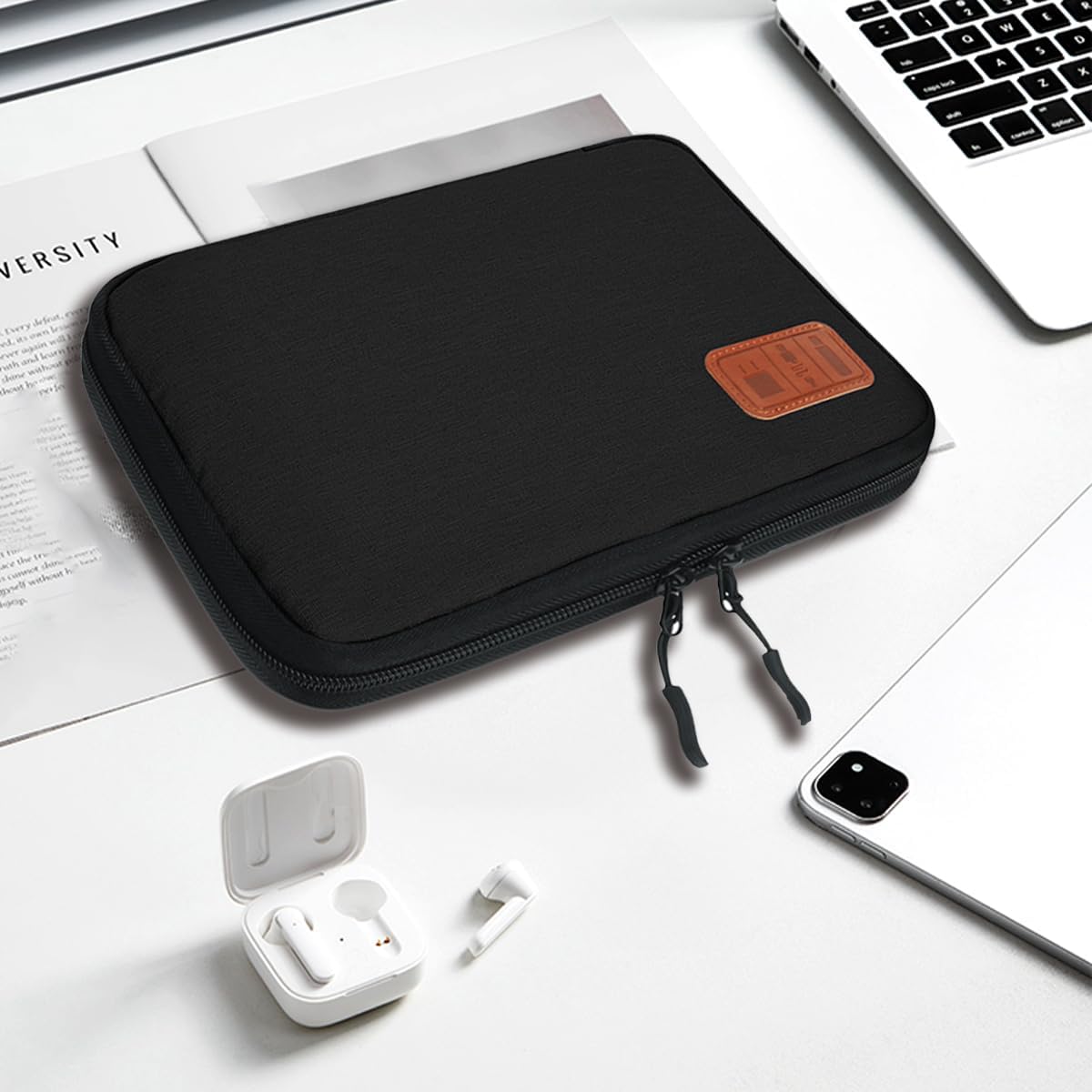 Travel Cable Organizer Pouch Electronic Accessories,Travel Essentials,Cord Organizer Storage Bag For Cord, Charger, Phone, Earphone,SD Card,Black