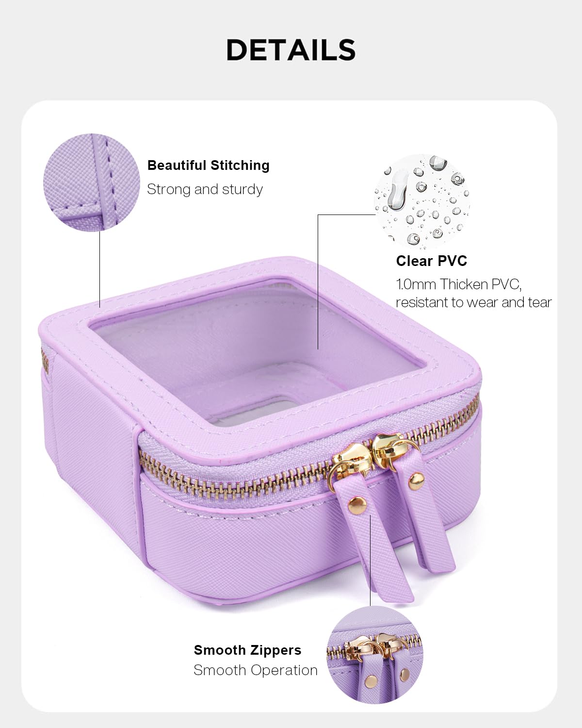 LETGO Clear Makeup Bags Set - TSA Approved Toiletry Bag with Handle Large Opening, Clear Toiletry Bags Case Pouch for Travel Essentials Car Accessories for Women Men (0-2Pack-Purple)