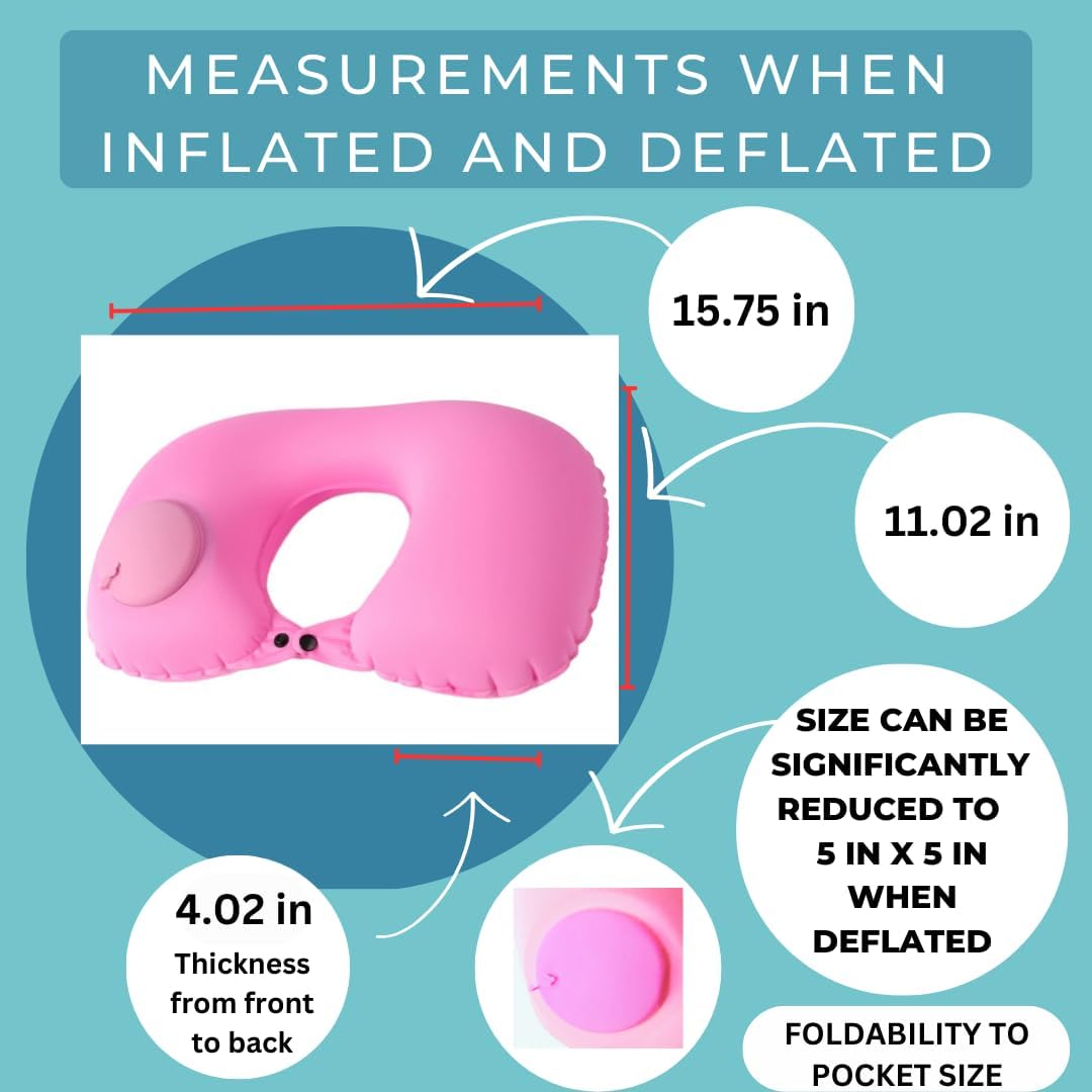 Airplane Pillow - Inflatable Travel Pillow - Airplane Essentials - Travel Neck Pillow - Inflatable Neck Pillow for Traveling - Neck Pillows for Travel - Blow Up Airplane Pillow - Milk Silk TPU