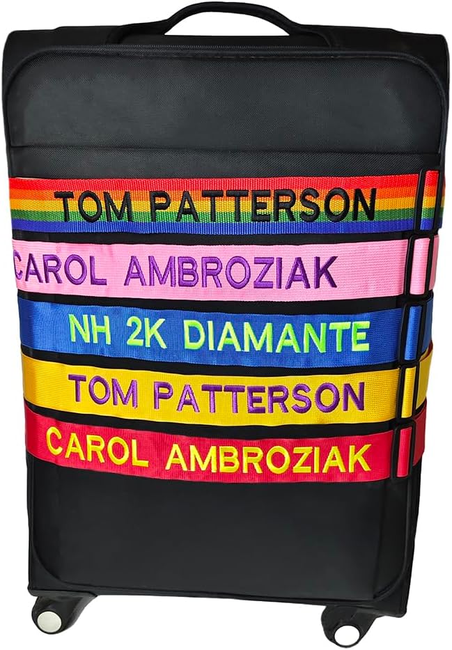 3PC Custom Embroidery Luggage Strap with Your Text/Name,Personalized Luggage Straps with Lock for Suitcases,Adjustable Suitcase Strap Belt Tag for Secure Travel