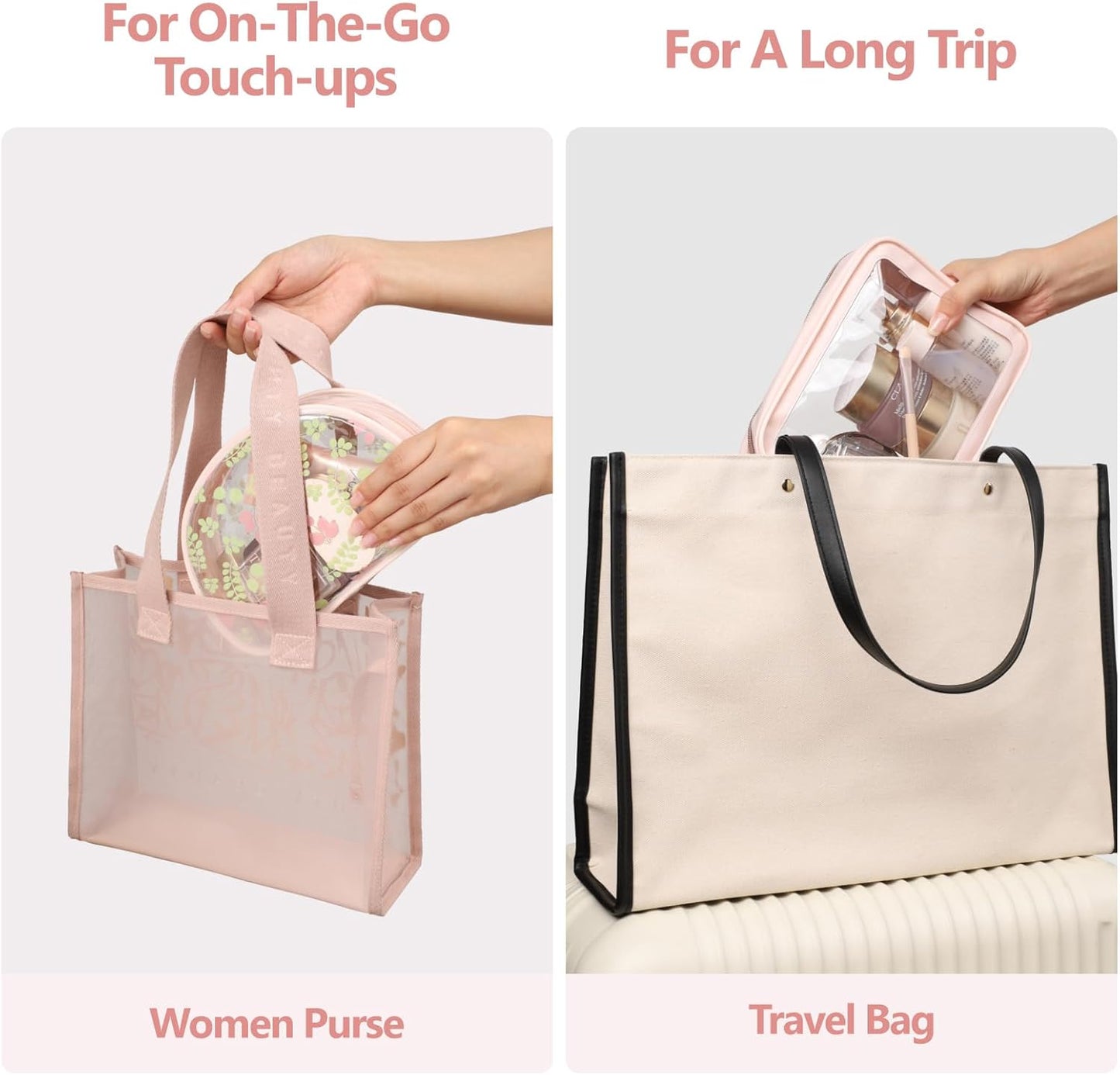 PACKISM TSA Approved Toiletry Bag - Upgrade Color-Edged Clear Makeup Bags, Clear Toiletry Bags For Traveling Fits Various Storage Needs