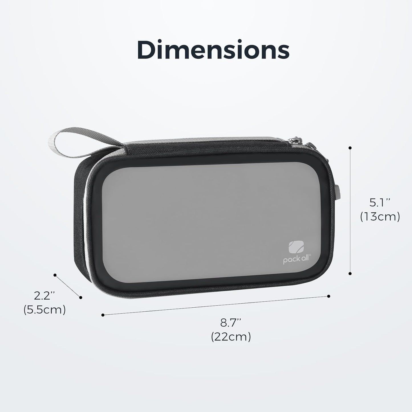 pack all Clear Electronic Organizer, TPU Cable Organizer Bag, Compact Cord Travel Organizer for Cables, Chargers, Phones, USB Cords, SD Cards (Black)