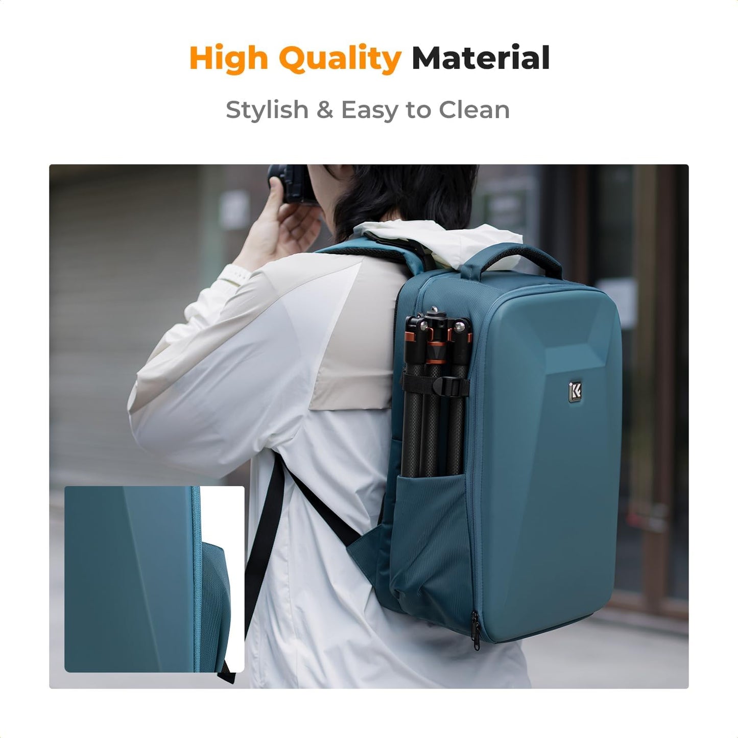 K&F Concept Camera Backpack,Hardshell Photography DSLR Camera Bag with 15-15.6 Inch Laptop Compartment Waterproof Hard Shell Camera Case Compatible with Canon/Nikon/Sony/DJI Mavic Drone