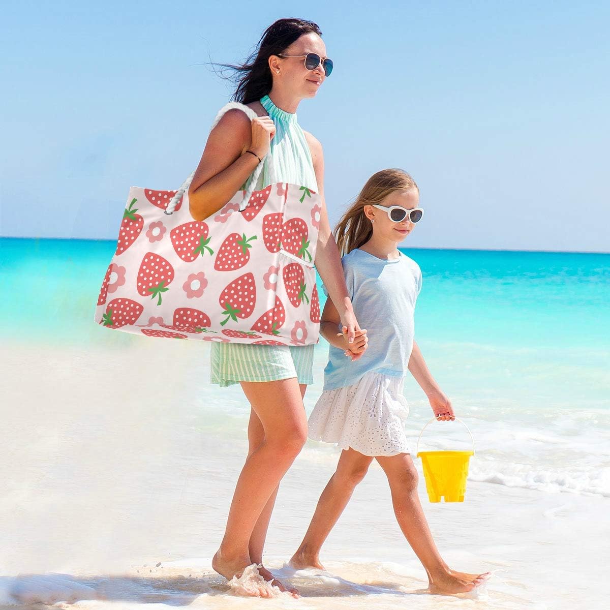 senya Large Beach Bags Totes Canvas Tote Shoulder Bag Soft Wave Water Resistant Bags for Gym Travel Daily Ocean