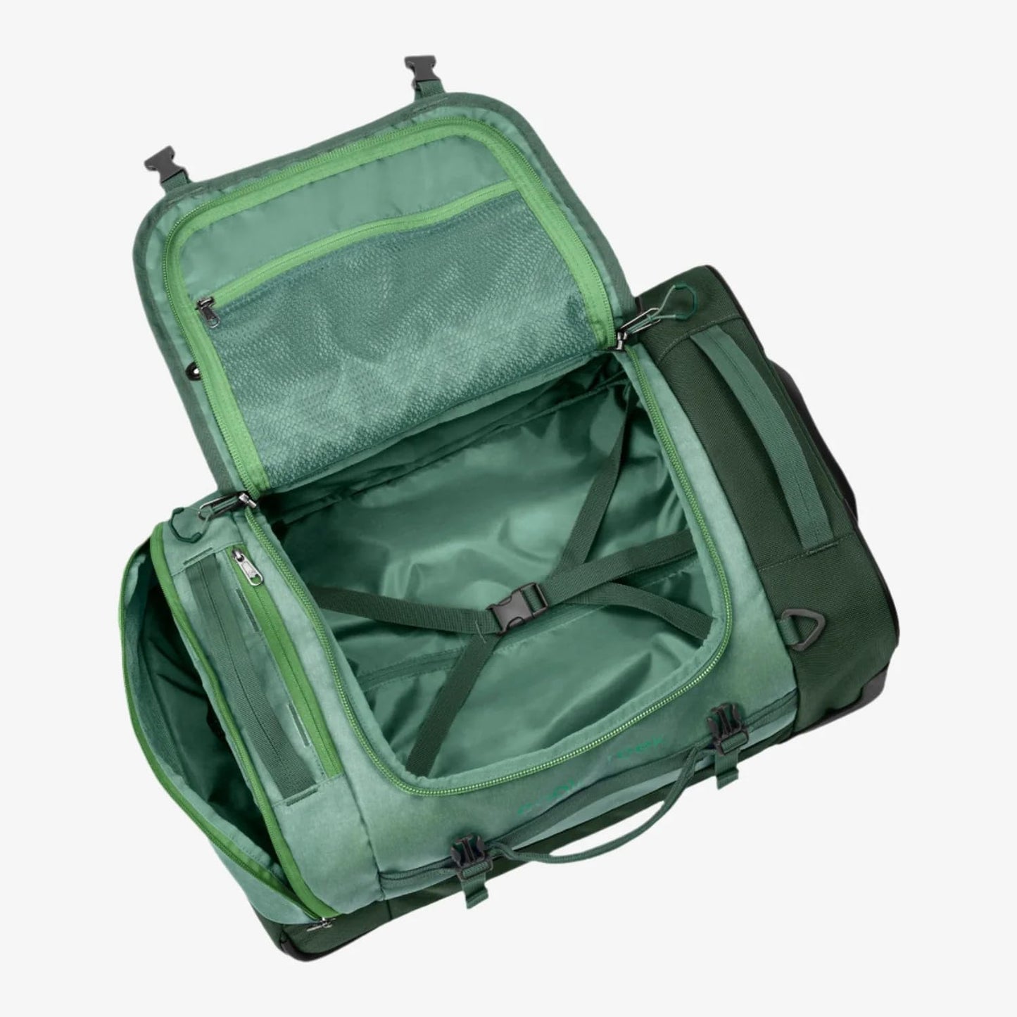 Eagle Creek Cargo Hauler XT Wheeled Duffel - Wheeled Backpack Duffel - Deployable Backpack Straps - Lockable U-Lid & Easy Access Compartment - Duck Green