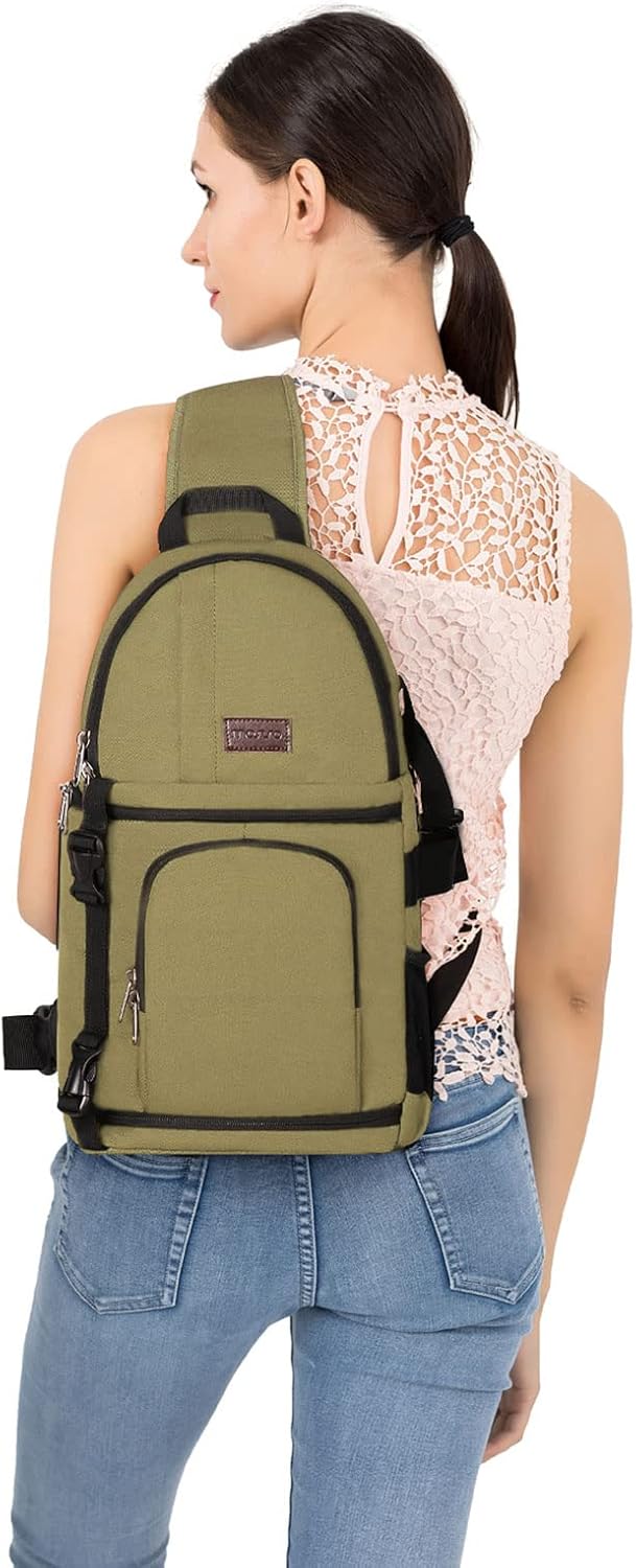 MOSISO Camera Sling Bag, DSLR/SLR/Mirrorless Camera Backpack Case Shockproof Photography Backpack with Tripod Holder & Removable Modular Inserts Compatible with Canon/Nikon/Sony/Fuji