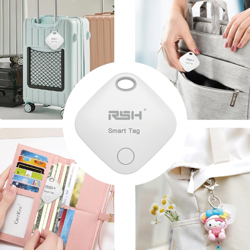 Air Tracker Tag 4 Pack Bluetooth Luggage Tracker tag Locator Works with Apple Find My,Smart Tracker for Suitcase, Bag, Backpack, Wallet,Replaceable Battery Smart tag Item Finder