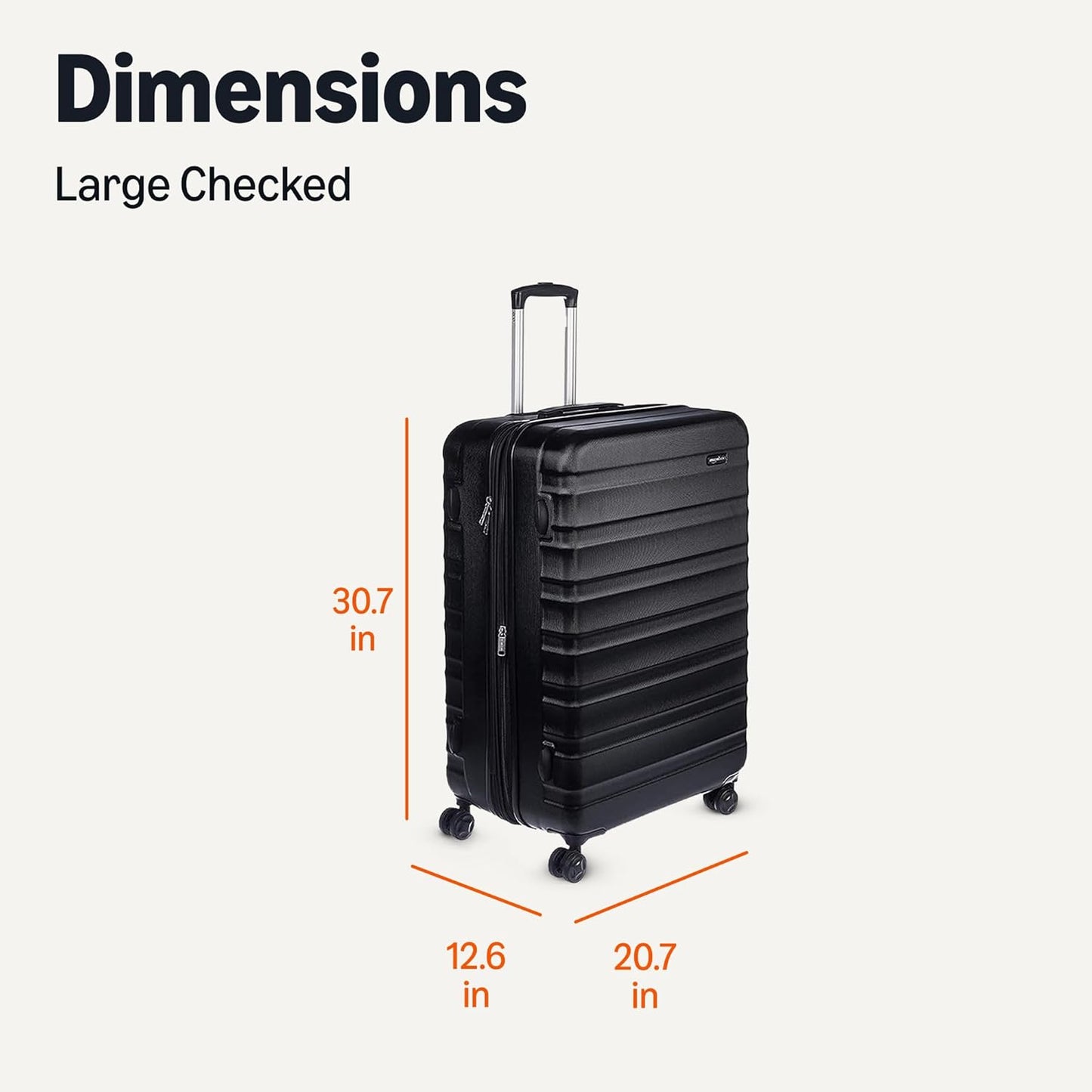 Amazon Basics 30" Hardside Large Checked Luggage, Hardshell Suitcase With Wheels, Expandable For Up to 15% More Space, With Scratch-Resistant Surface, Four Multi-directional Wheels, Black