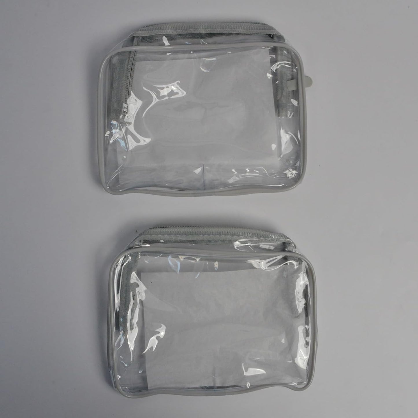 Lermende 2pcs Clear Toiletry Bag TSA Approved Travel Bag,Carry On for Travel,Airport Airline Accessories Compliant Bag,Quart Sized Makeup Cosmetic bag Women Men (Transparent Gray, 2 Pack)