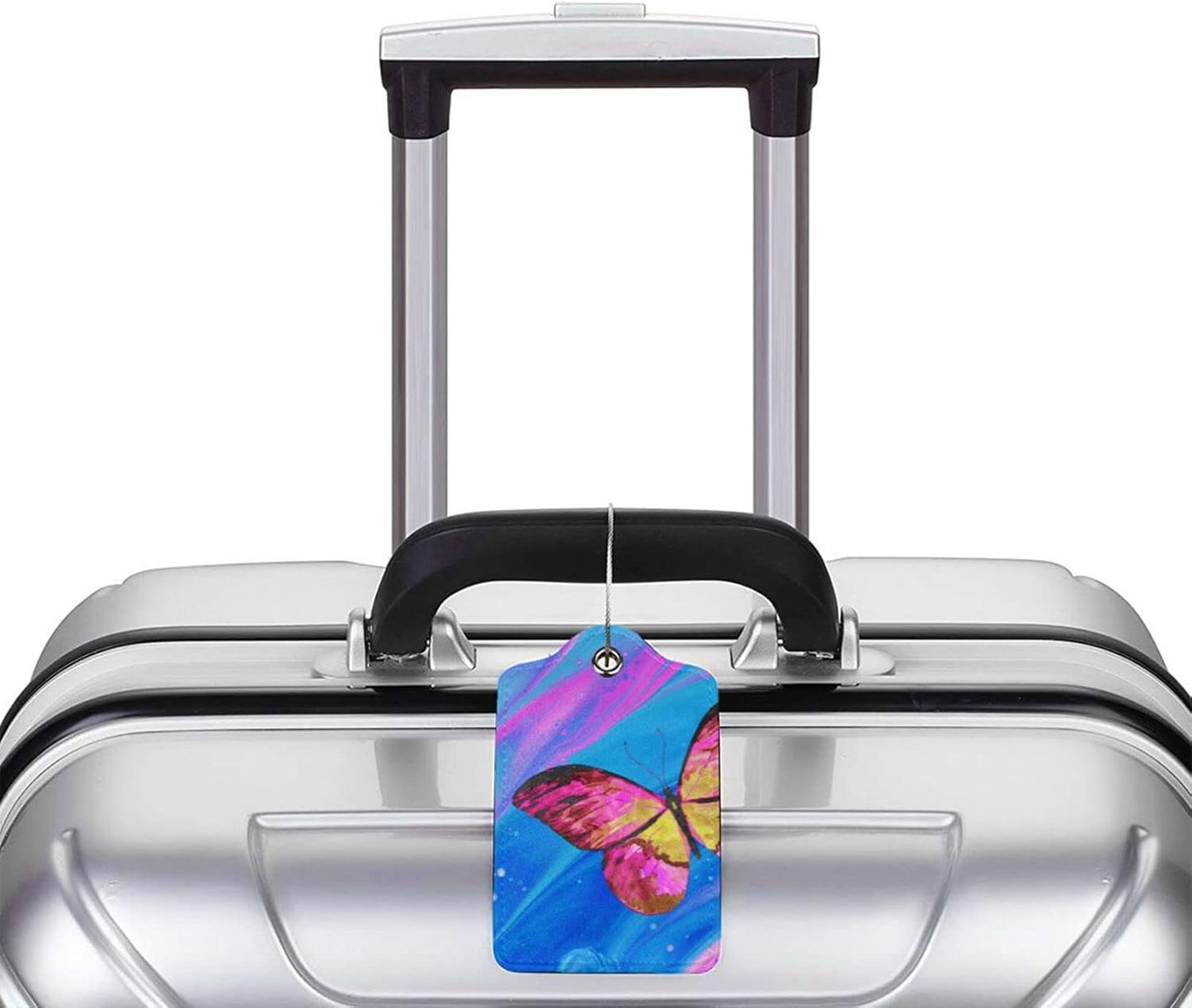 2 Pack Luggage Tag for Suitcase, Cute Unique Leather Suitcase Tags Identifiers with Privacy Name Address Labels & Durable Steel Loop for Women Men Travel