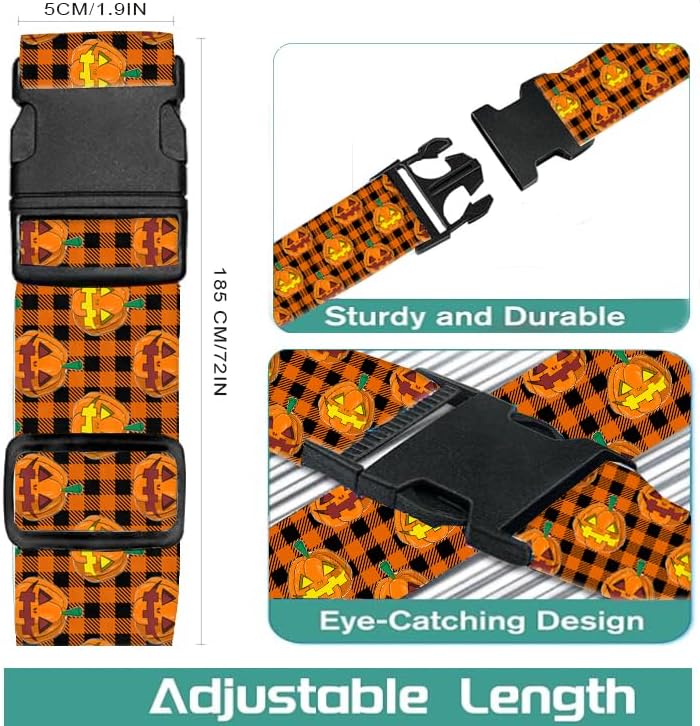 Luggage Straps for Suitcases Travel Belt Accessories, Cute Suitcase Strap, Adjustable Luggage Belt Strap, Heavy Duty with Quick-Release Buckle Luggage Strap Red Pumpkin
