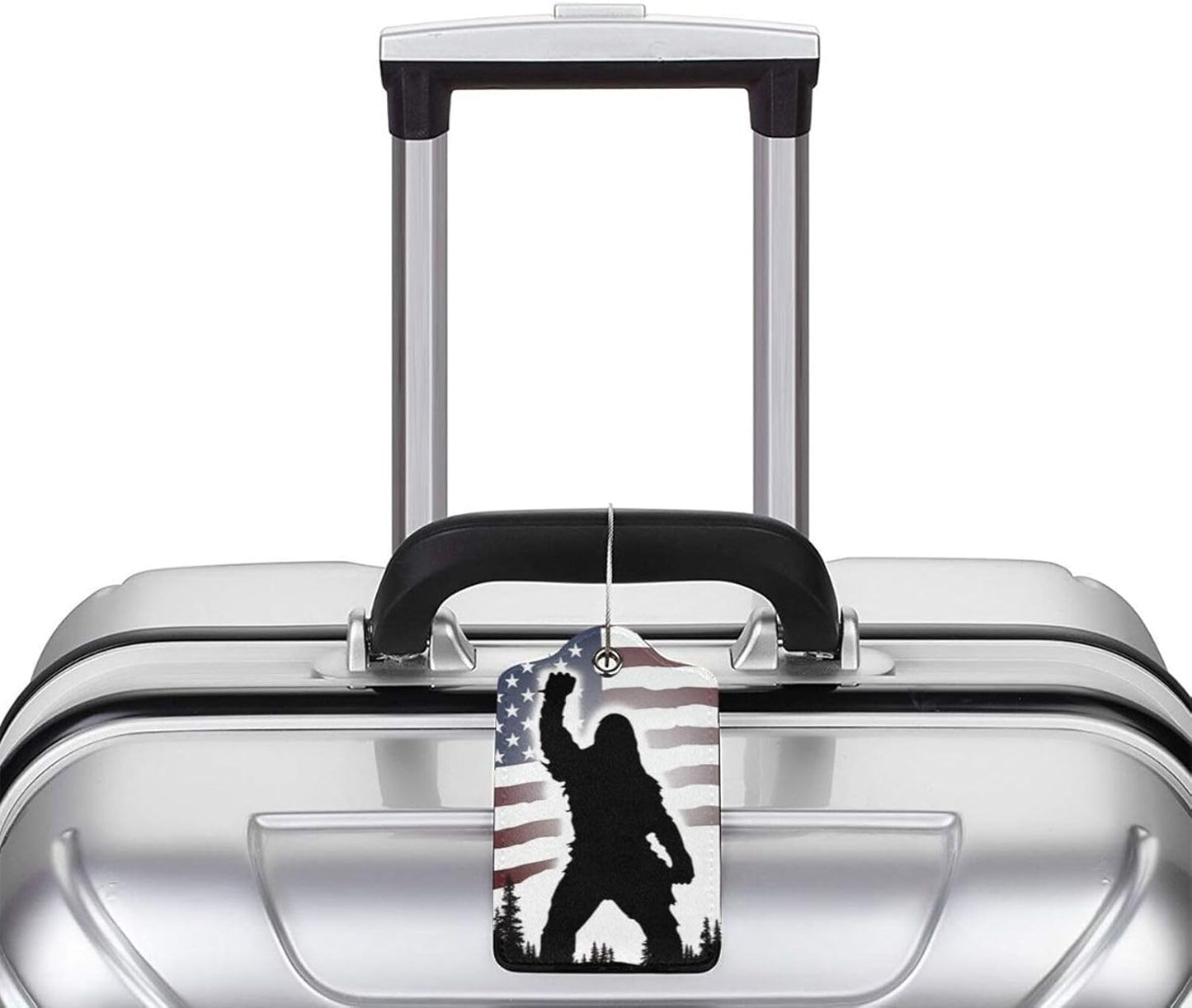 American Flag Leather Luggage Tag with Stainless Steel Ring, Fun Name Id Card Cover Travel Bag Tag Set, Suitable for Travel Bag Luggage Women Men 2 PCS
