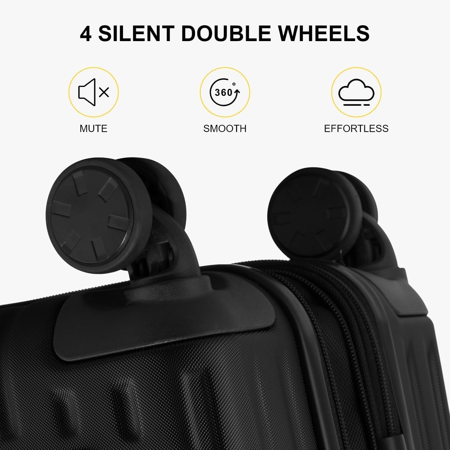 LEVEL8 Grace Carry On Luggage Airline Approved, 20 Inch Expandable Hardside Carry On Suitcase With Wheels, Abs+Pc Small Luggage with Tsa Lock, Black, 20-Inch